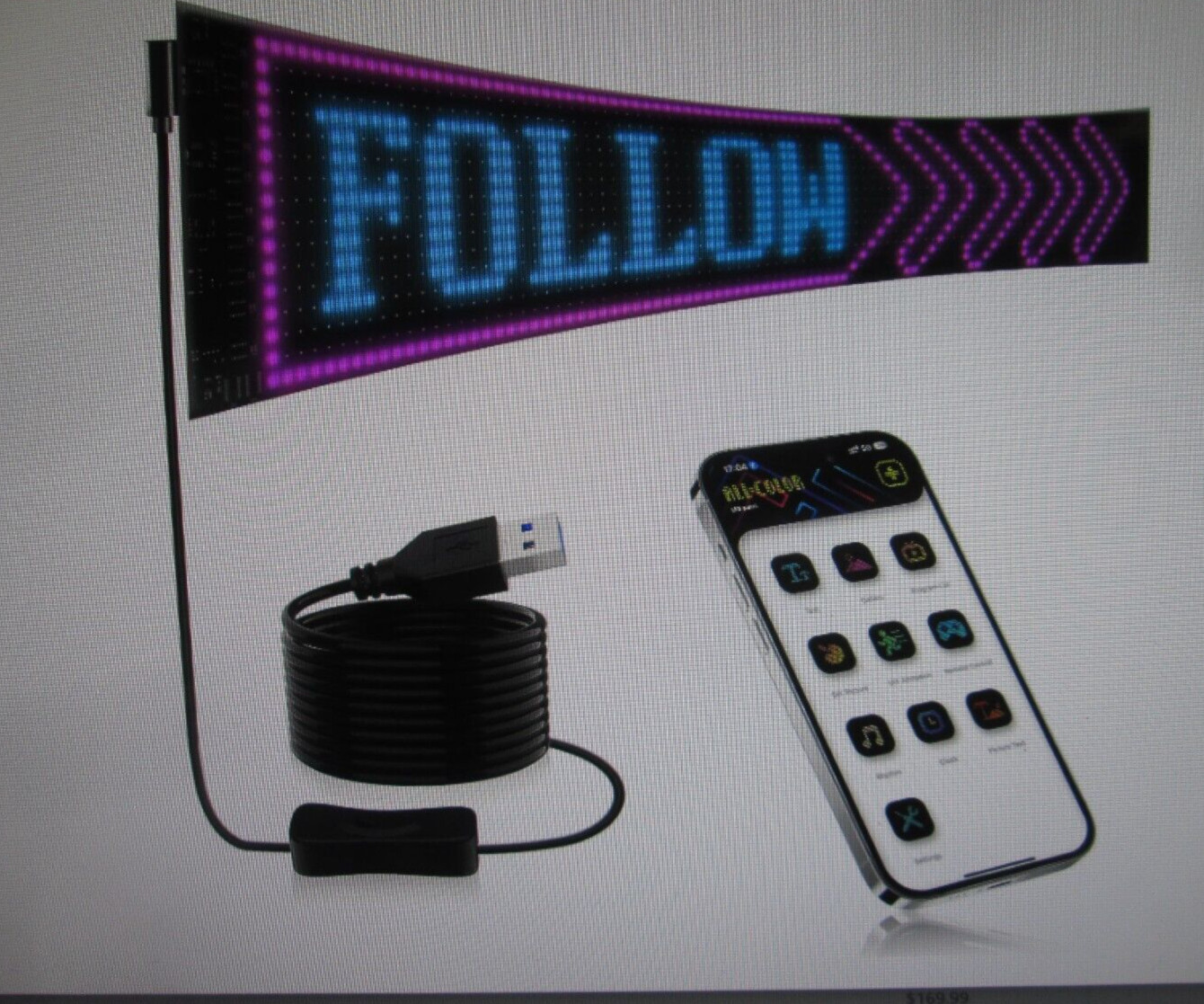 Huge Bright LED Sign, 23 »x5 » Pre-made Animations & Text Programmable Led