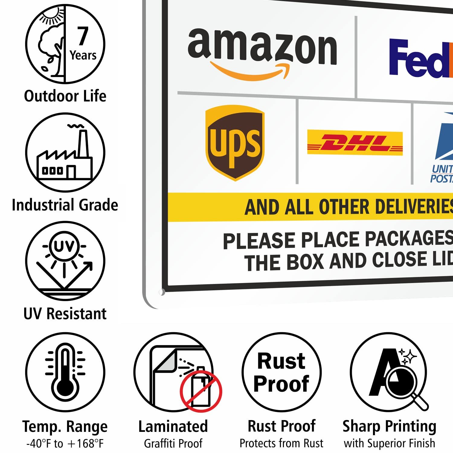SmartSign 10 x 14 inch “Please Leave Packages in The Box and Close Lid” Metal…