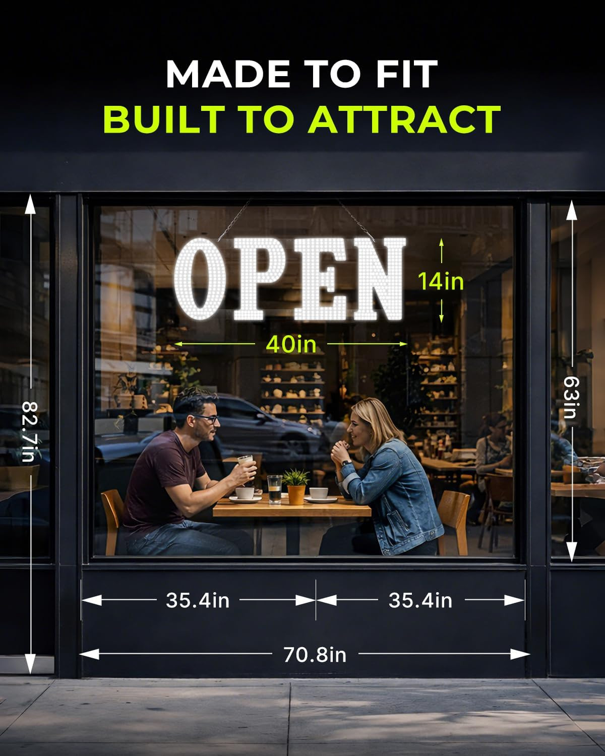 Extra Bright 40&Prime;x14&Prime; LED Open Sign for High Visibility Retail & Business