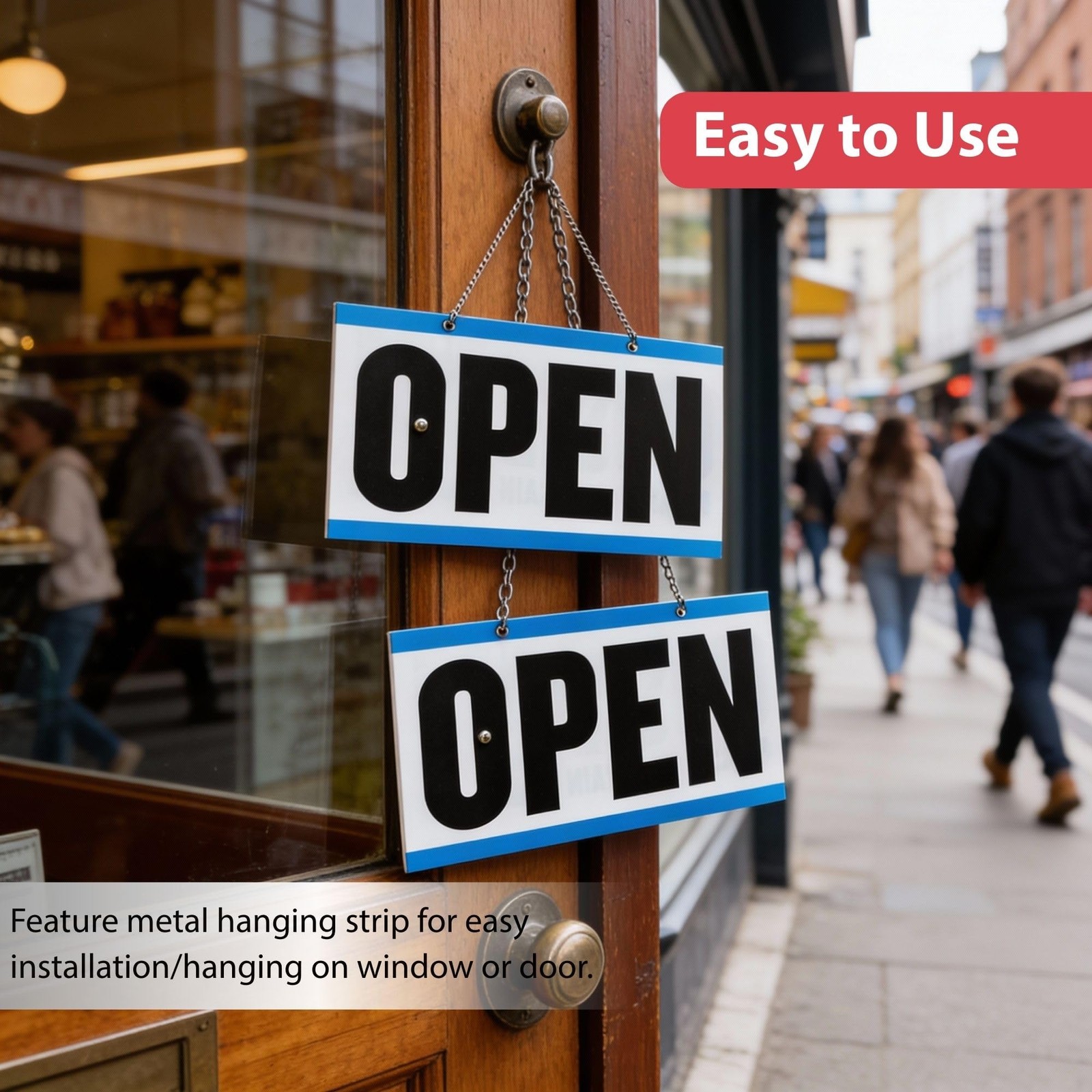Double Sided Closed/Open Clock Sign with Movable Clock Hands for Hotel Store