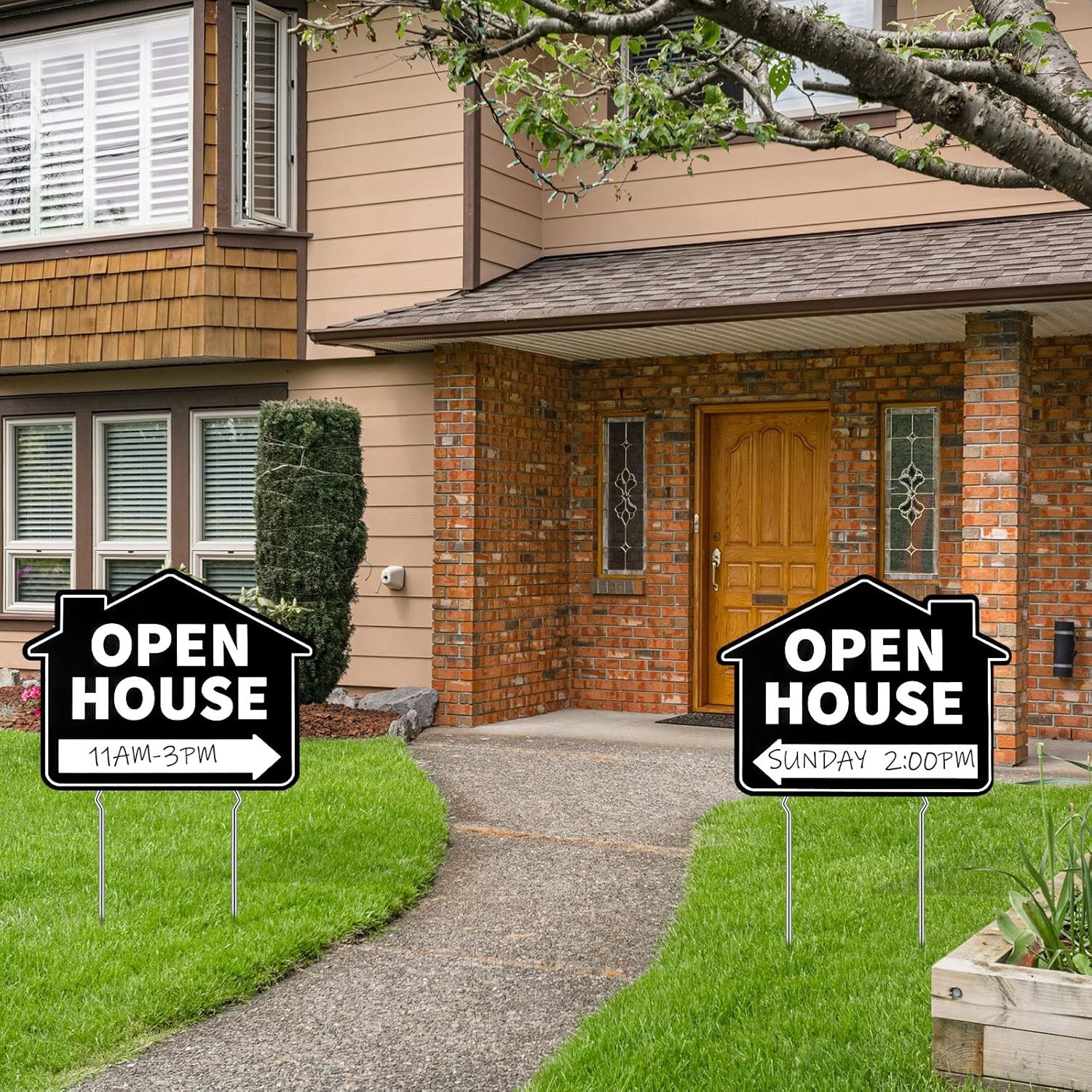 Open House Yard Signs with Metal Stakes for Real Estate 16&Prime; x 12&Prime; Large Black