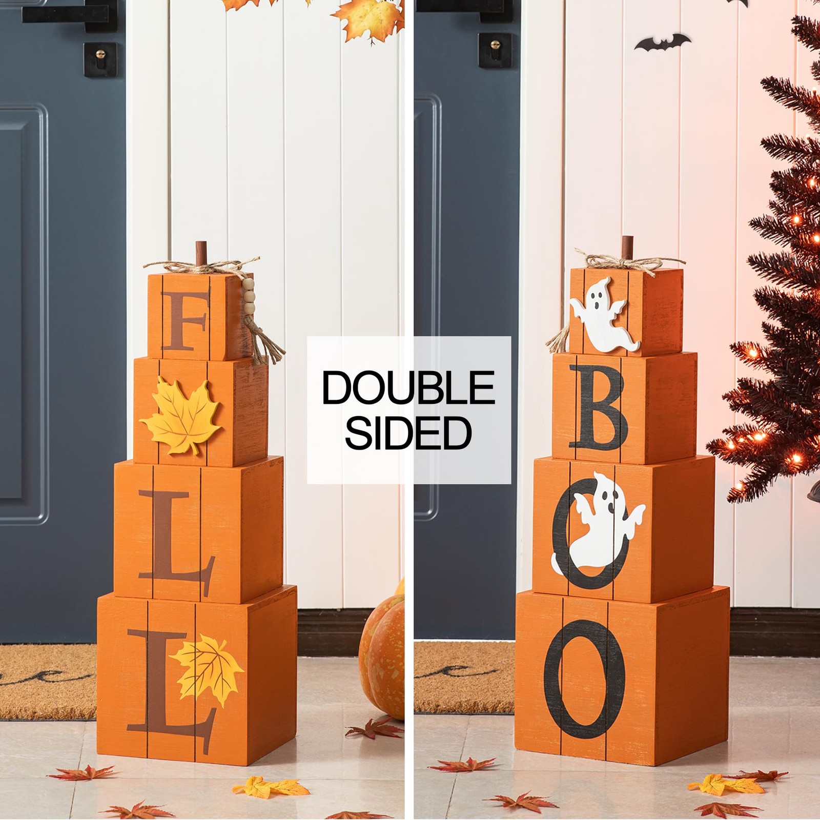 Glitzhome Nestable Stacked Pumpkin Boxes 25.5 Inch Reversible –