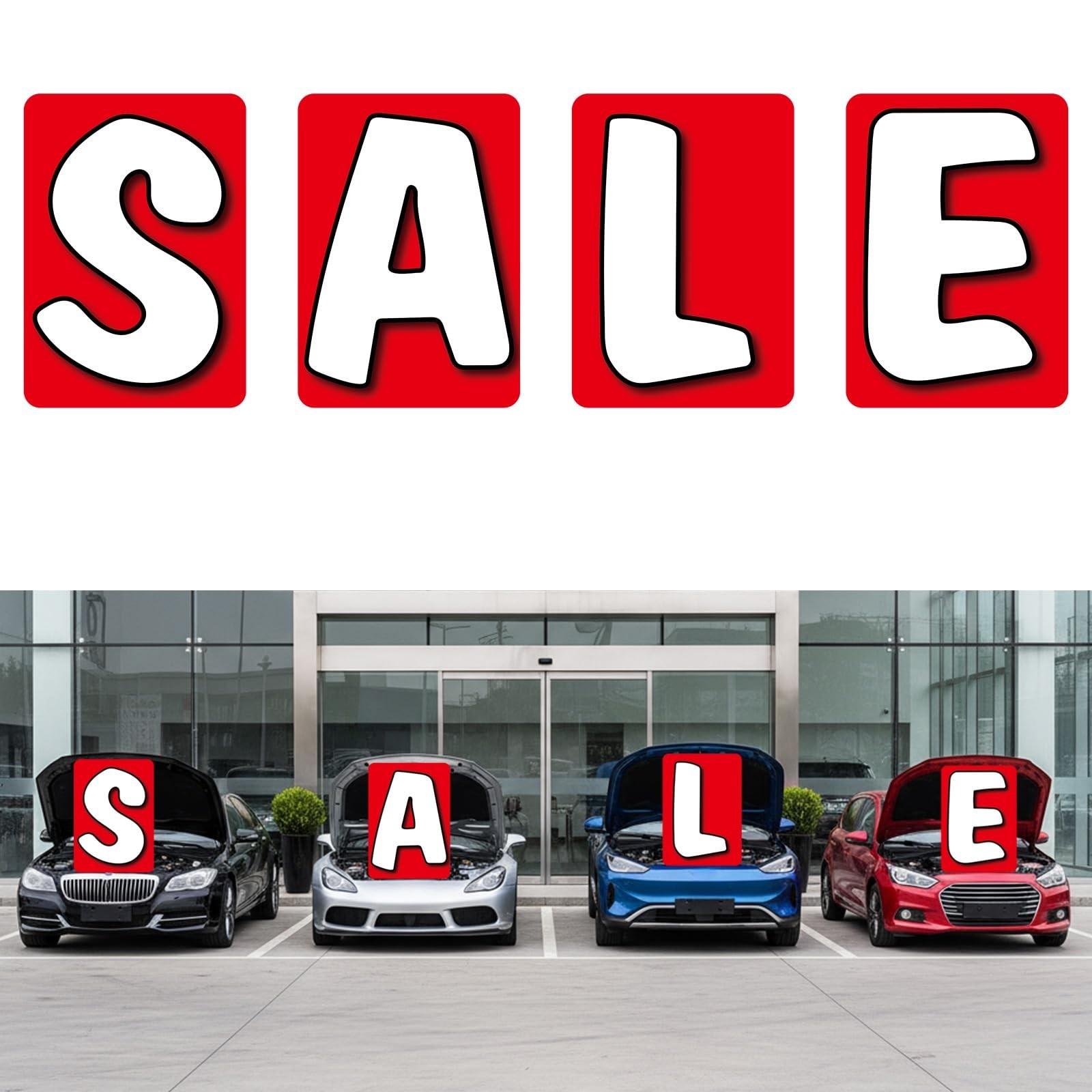 4 PCS Jumbo Under The Hood Sign Kit – 29ʺx 41&Prime; Giant Sale Sign for Car Dealer…