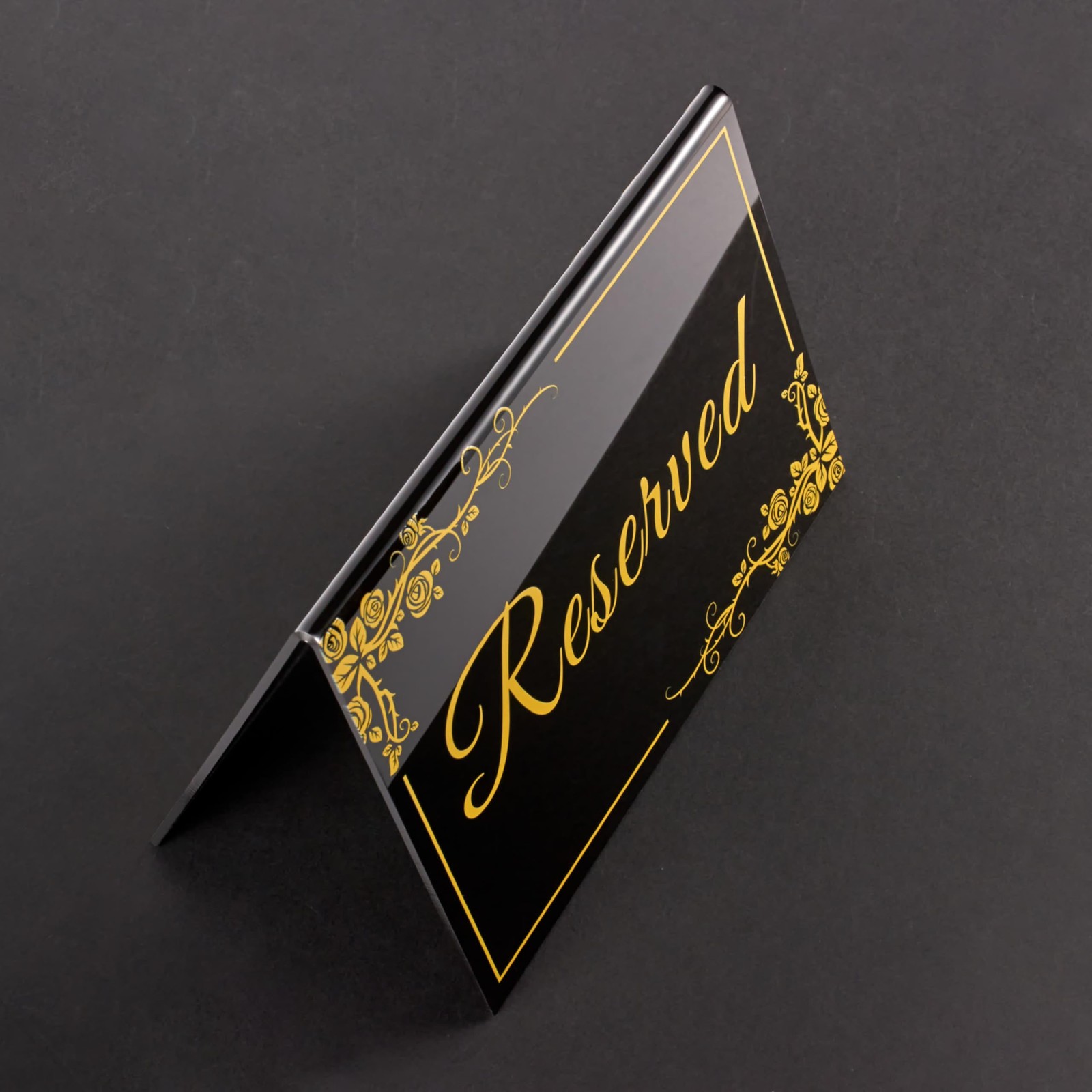 10 PCS Black Acrylic Reserved Table Sign Double Sided Tent Card 6×4 Inch