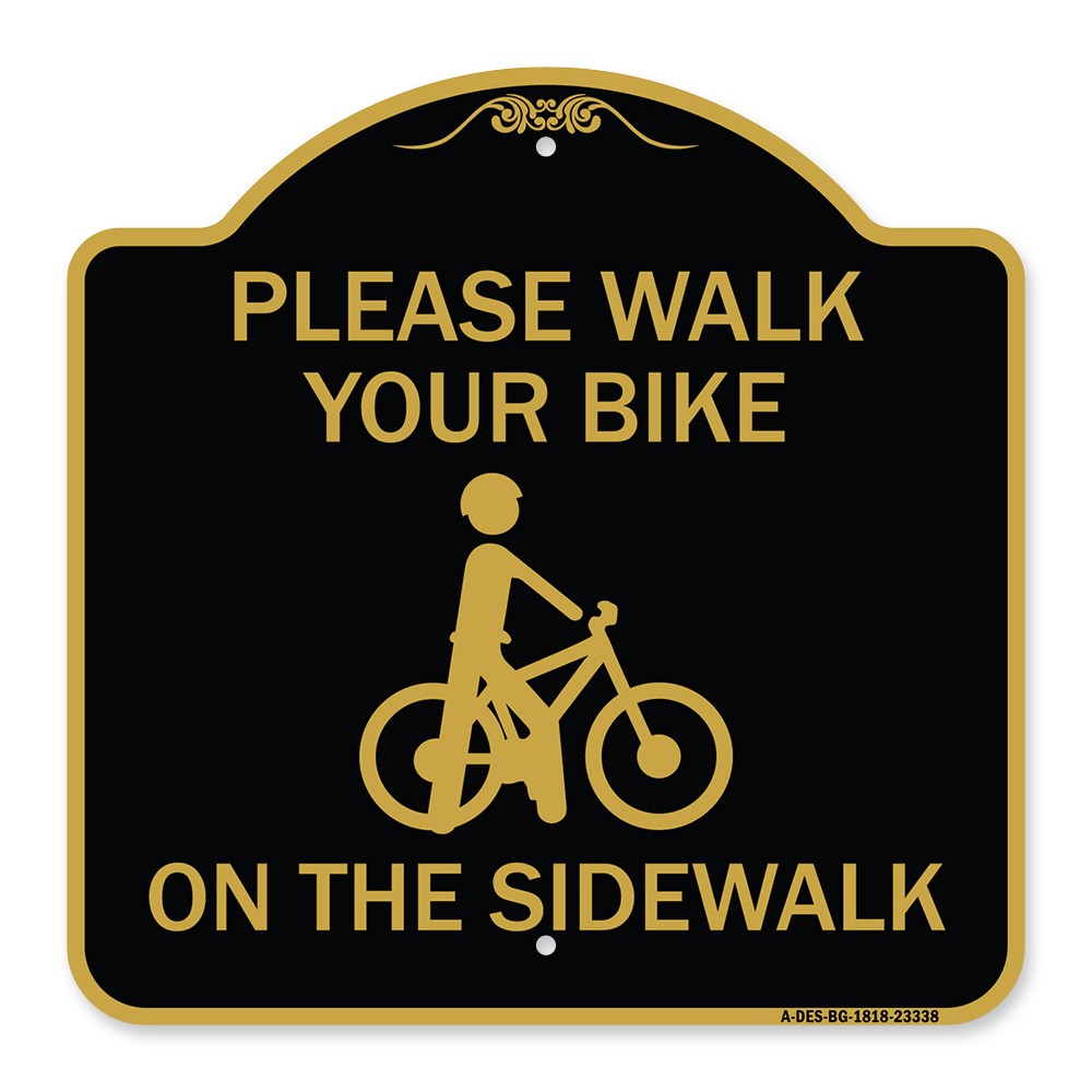 Designer Series Pavement Stencil Please Walk Your Bike on the Sidewalk Sign