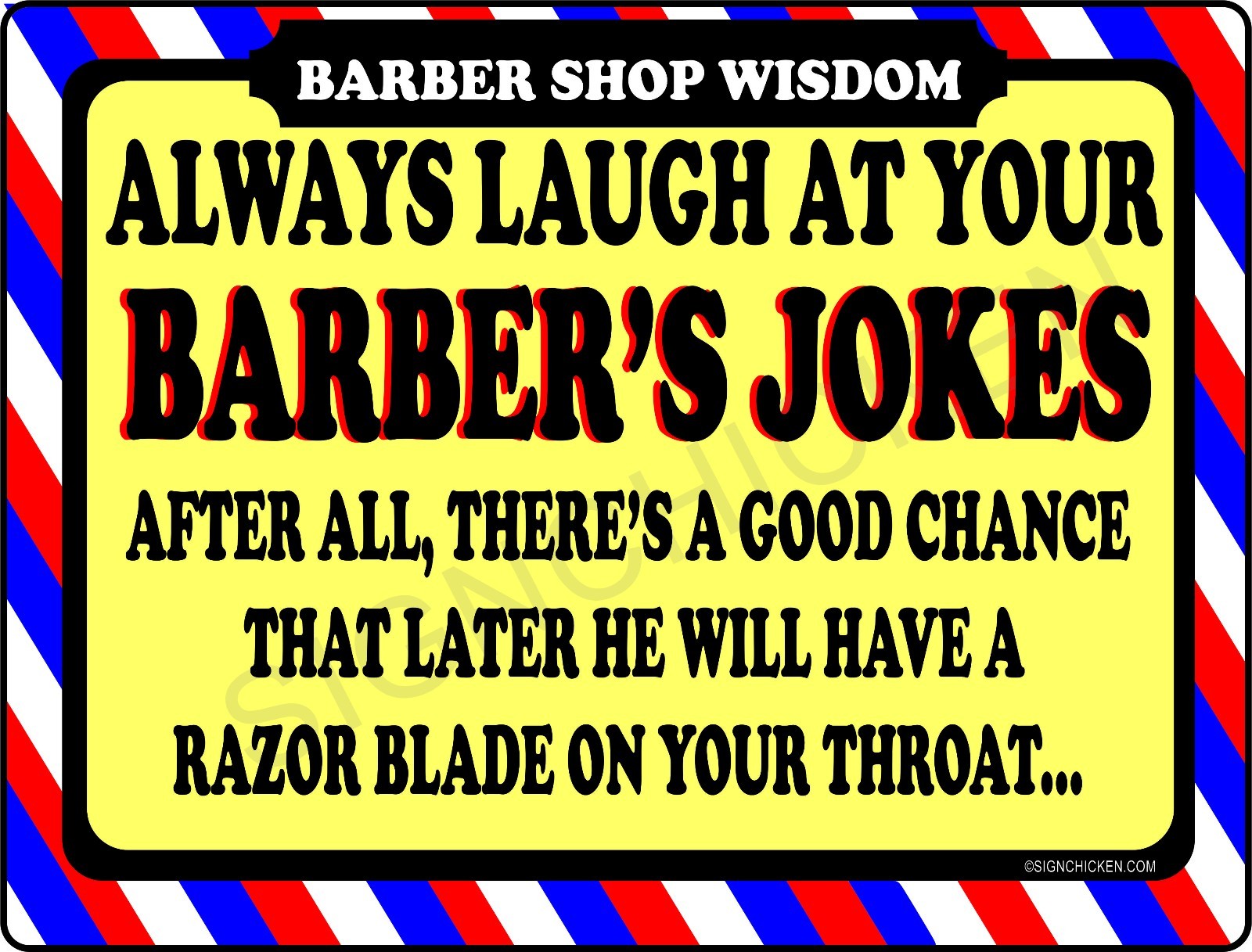 BARBER SHOP SIGN – ALWAYS LAUGH – BARBER SUPPLIES, BARBER CHAIR, SALON, hair