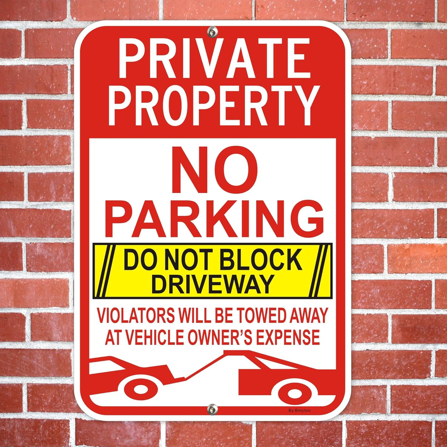 4-Pack Reflective No Parking Signs – Private Property, Towed at Owner&rsquo;s Expense