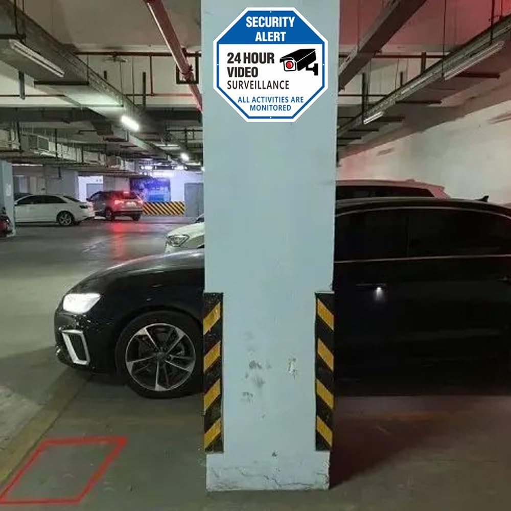 2 Pack 10×10 Inch Security Camera Sign 24HR Video Surveillance Octagon Shape