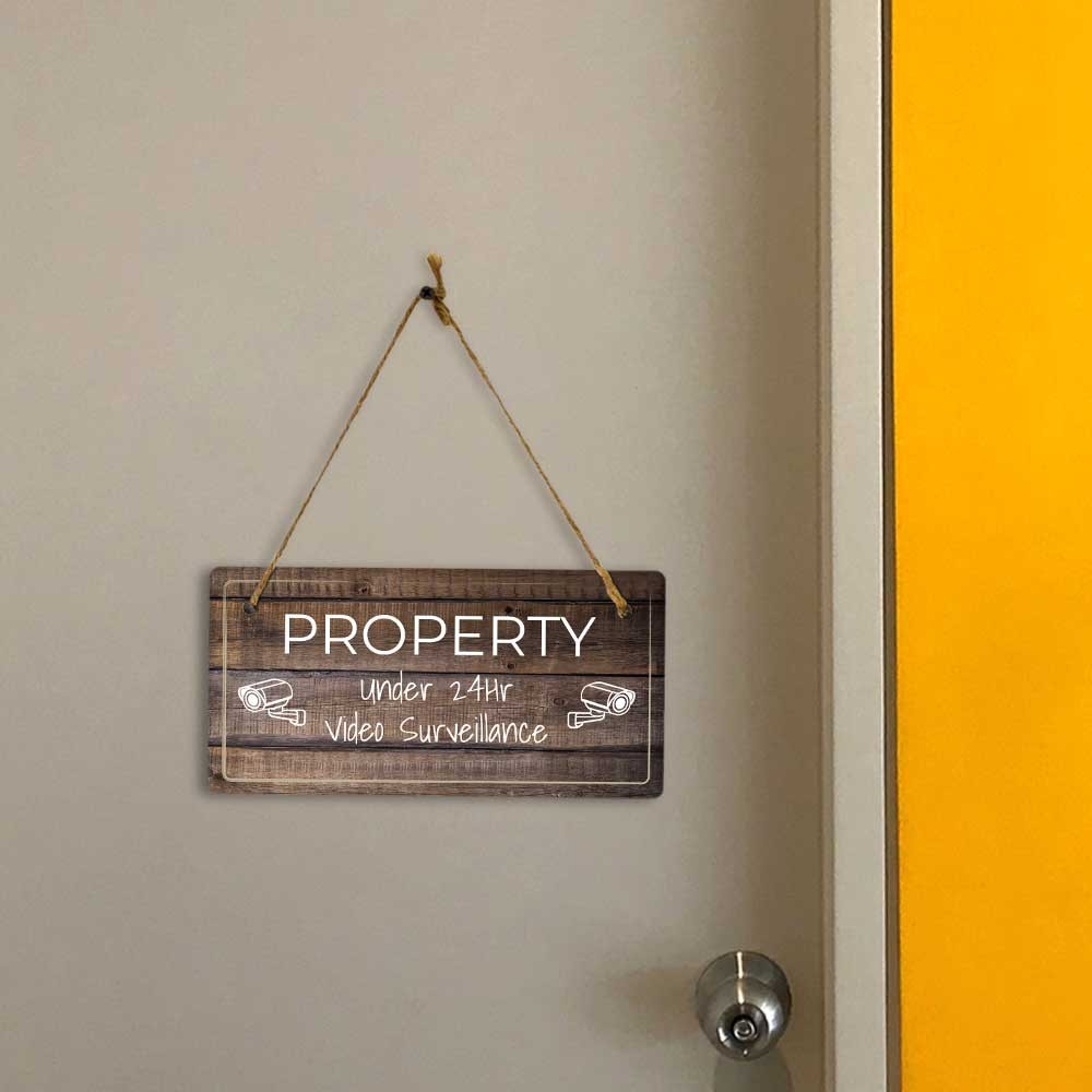 Security & Surveillance | Rustic Dark Wood 5 x 10&Prime; Hanging Signs