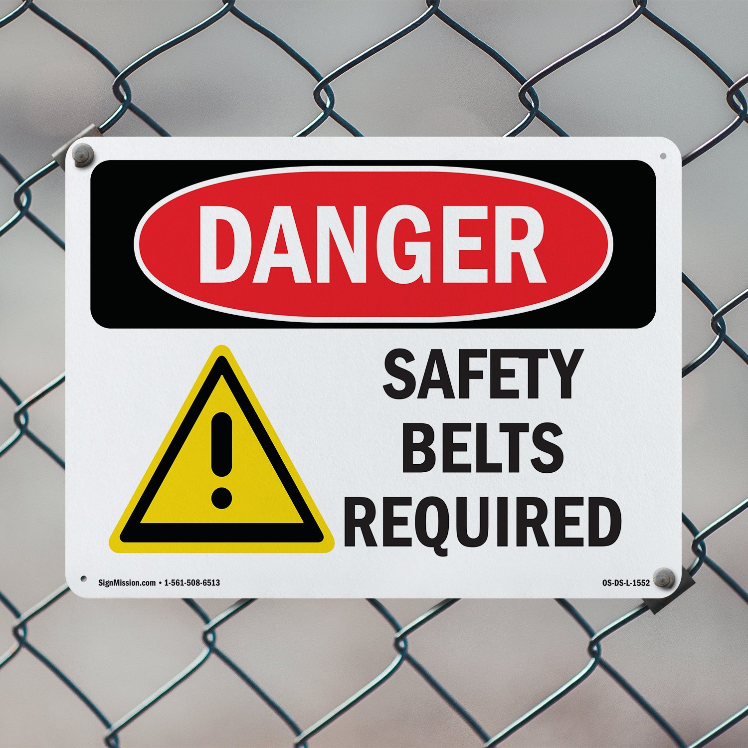 Safety Belts Required OSHA Danger Sign Metal, Plastic, Or Decal – 5 or 10 Pack