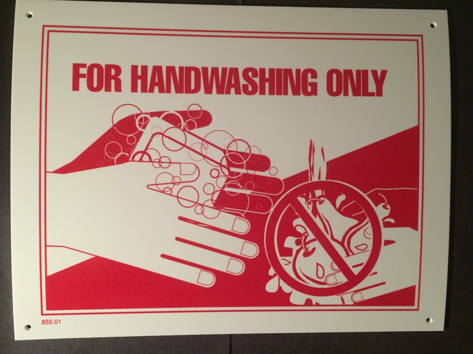 FOR HANDWASHING ONLY Commercial Sign Durable Plastic 11&Prime; x 8.5&Prime; Red on White