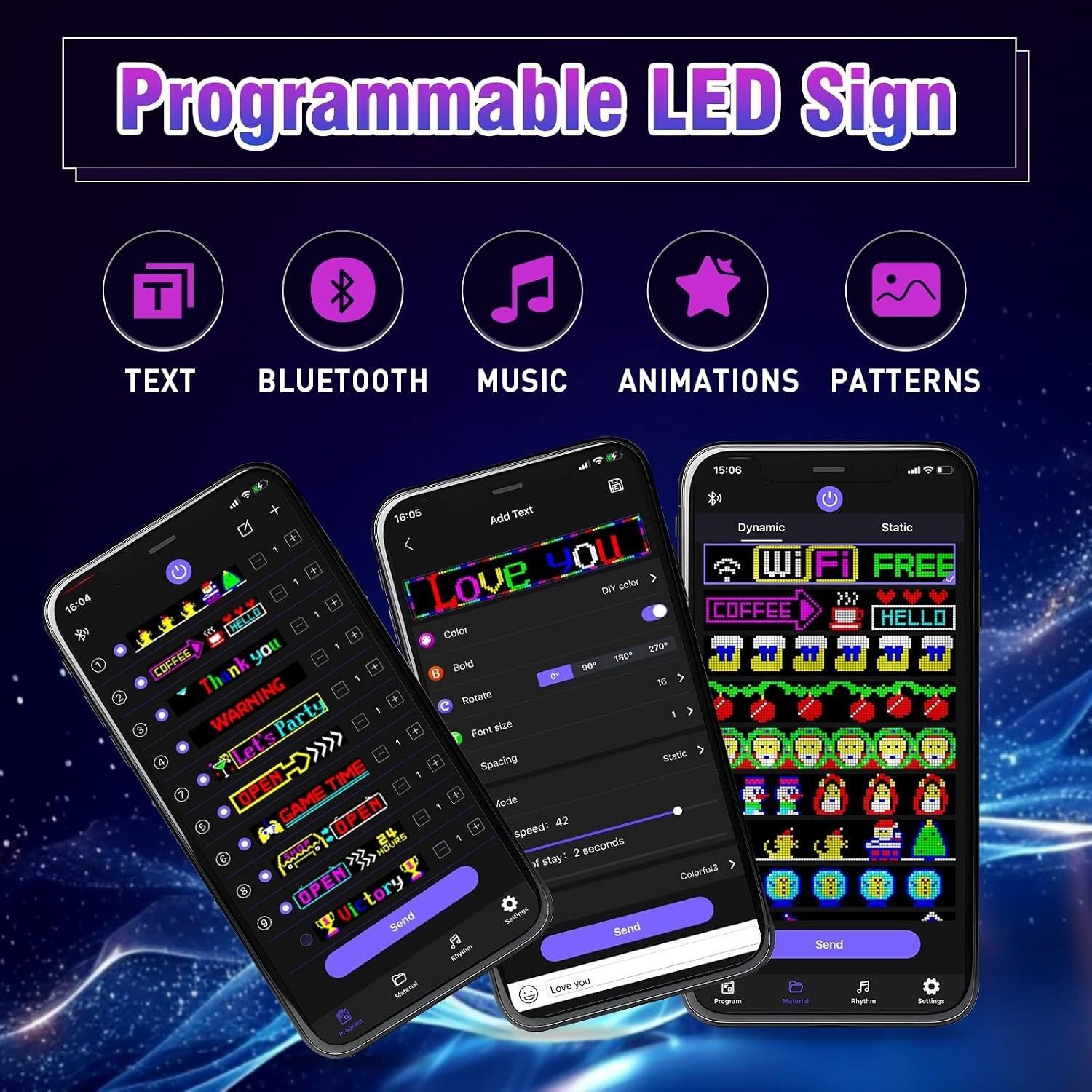 Programmable LED Car Sign Bluetooth Control Waterproof 23×5 Inchs Custom Text…
