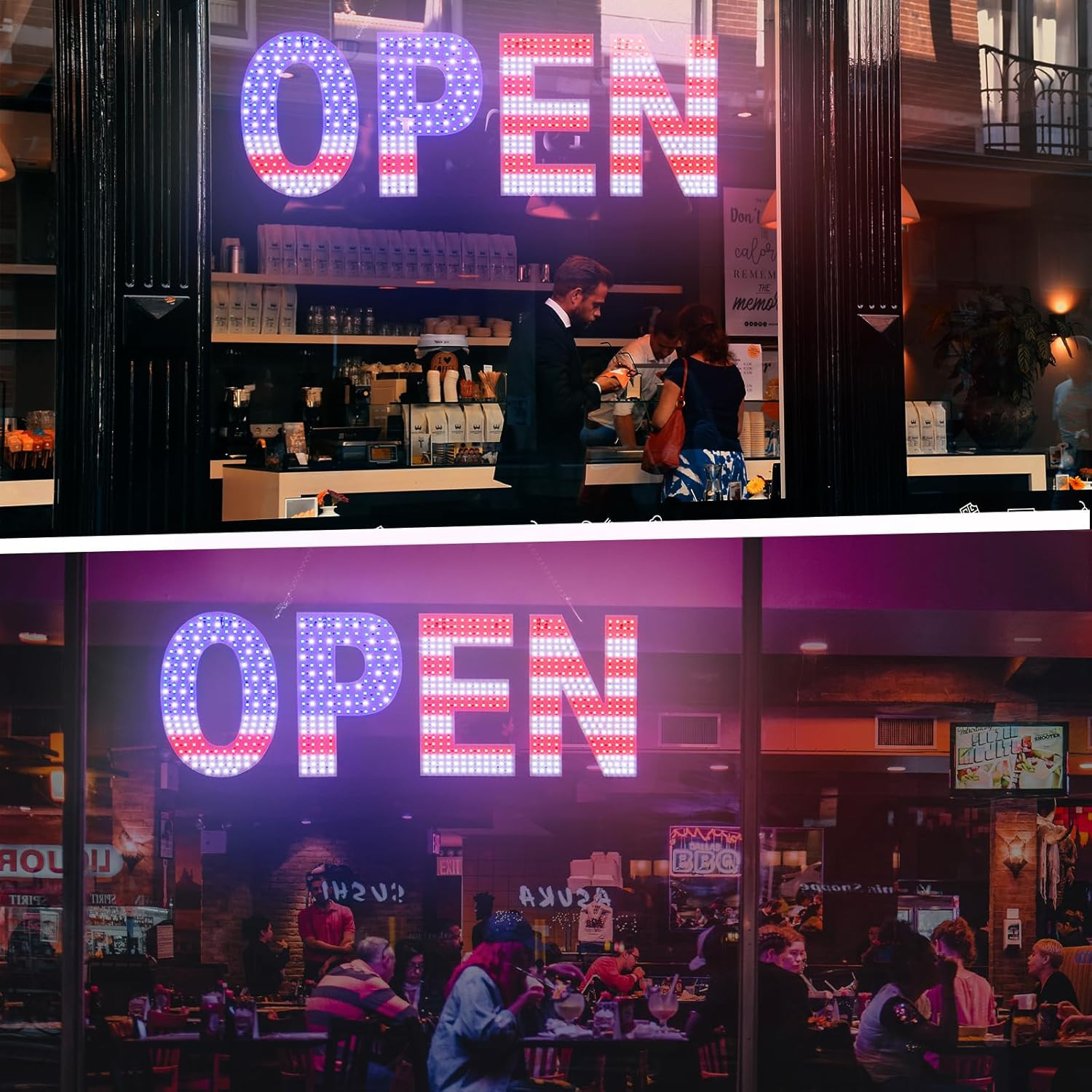 LED Open Signs for Business, 30&Prime;L X 10&Prime;W Inch Large Led Open Sign with 3 Scen…