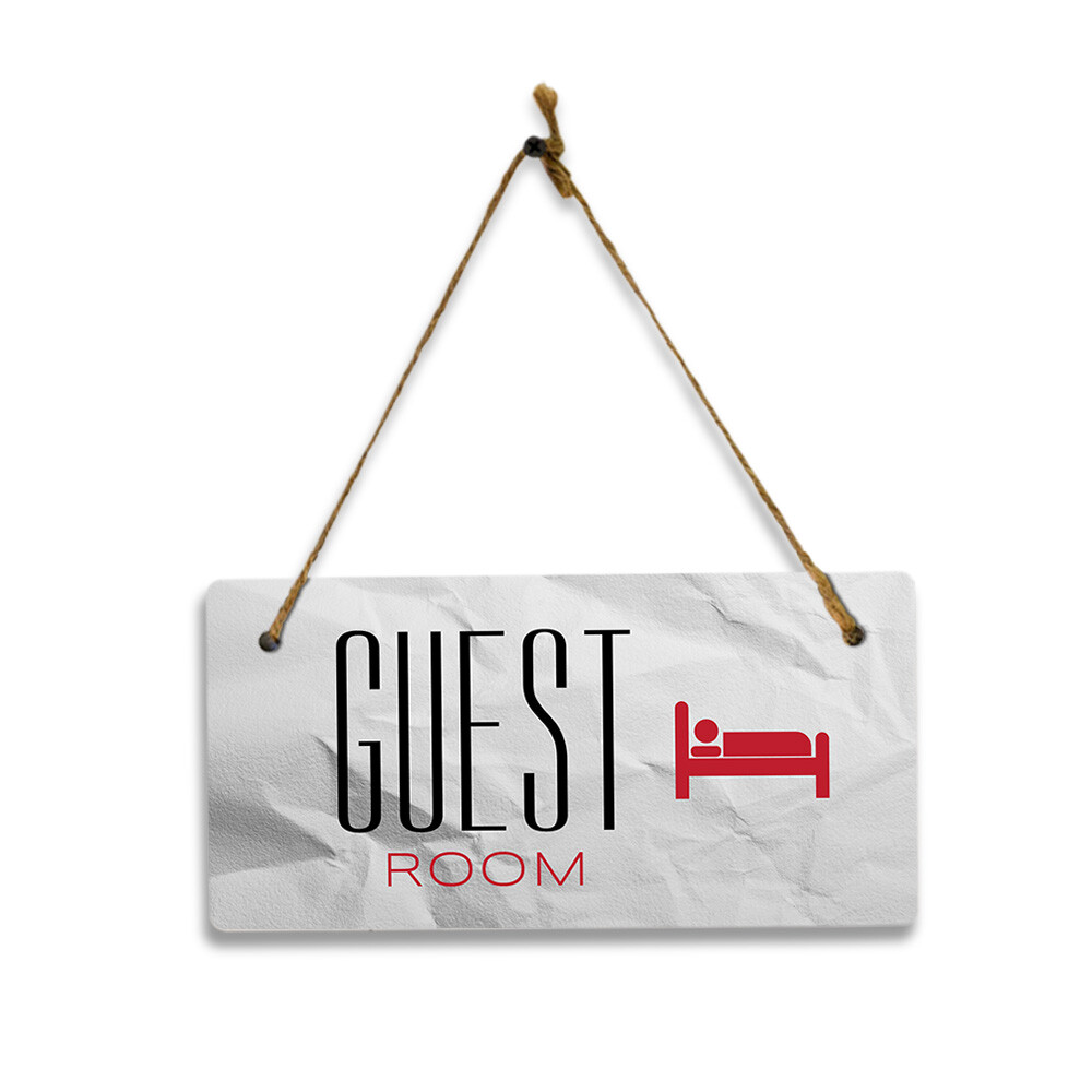 Guest Room 5×10 Hanging Plus Wall or Door Sign | Rustic Twine