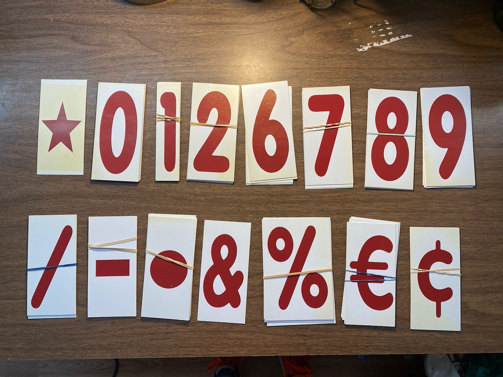Lot Of Vintage Marquee Sign Numbers And Symbols. 6”x3” In Red & White
