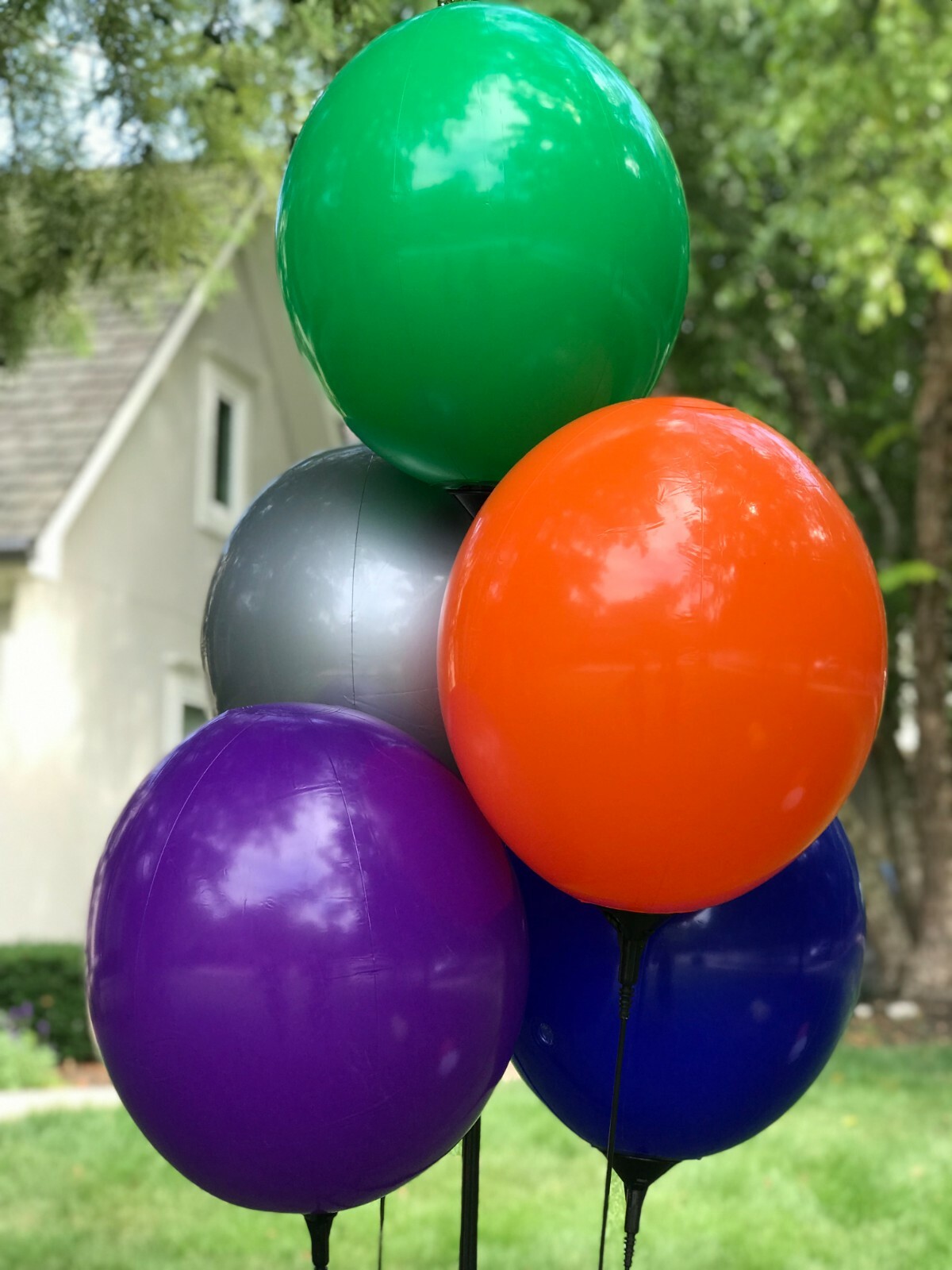 Reusable Balloon Cluster Kit w/ Ground Spike – Multi Color Balloons – No Helium