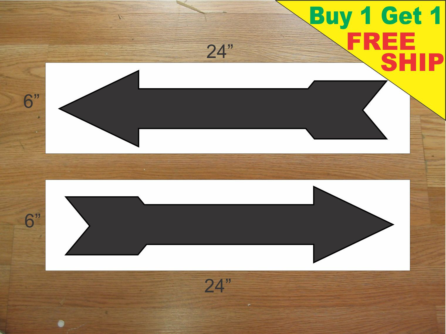 ARROW BLACK 6&Prime;x24&Prime; REAL ESTATE RIDER SIGNS Buy 1 Get 1 FREE 2 Sided Plastic