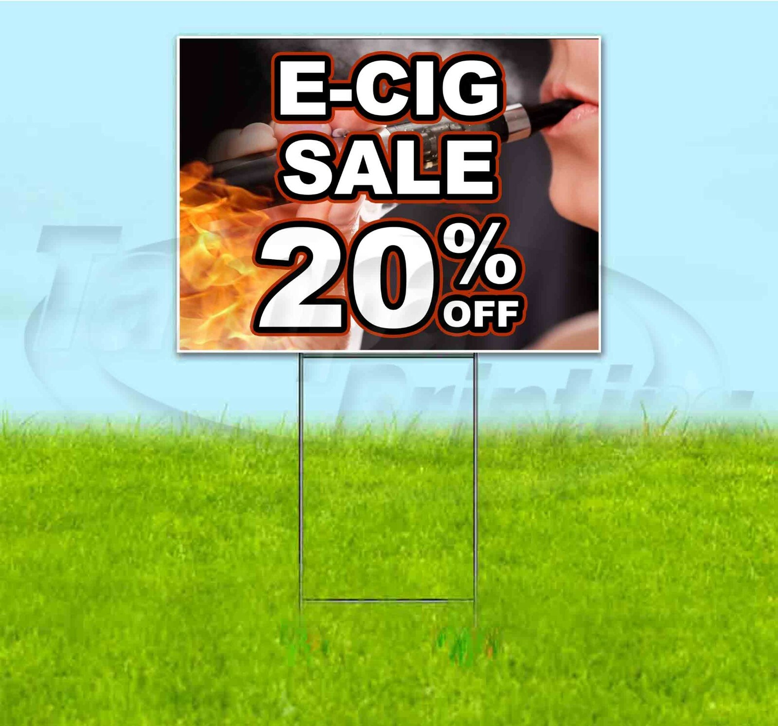 E-CIG SALE 20% OFF 18×24 Yard Sign WITH STAKE Corrugated Bandit USA VAPE DEALS