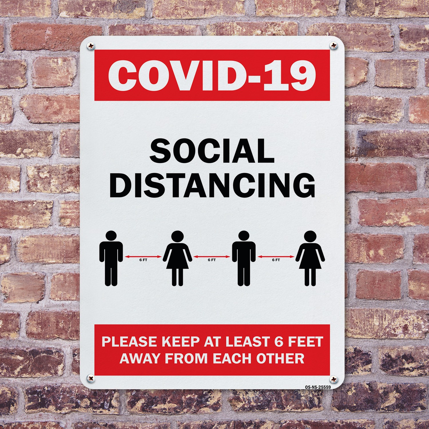 COVID-19 Social Distancing Please Keep 6 Feet Away Public Safety Sign 5/10 Pack