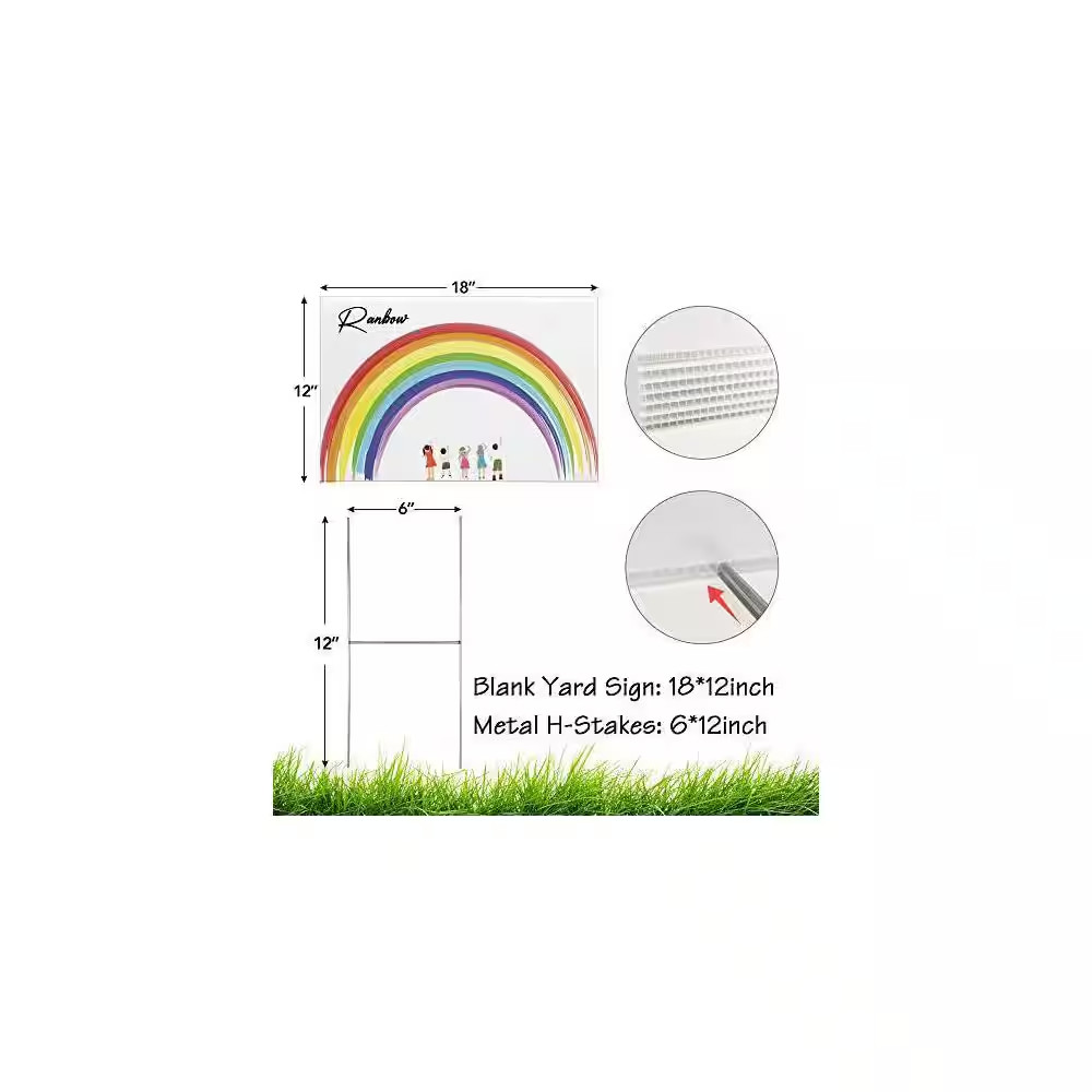 4 Pack 18 X 12 In. White Plastic Yard Signs with Metal H-Stakes