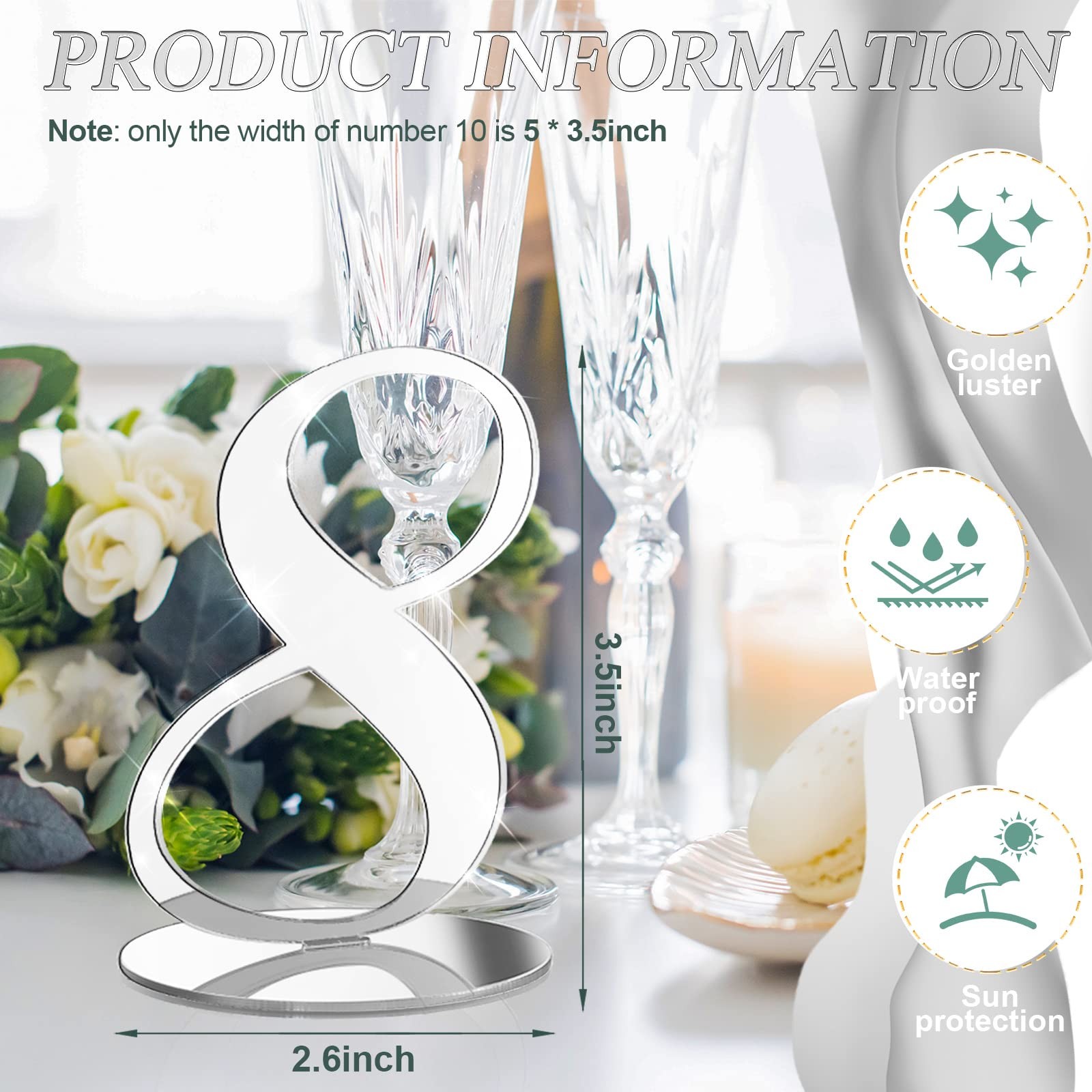 Yalikop 10 Pcs Table Numbers for Wedding 1-10 Reception Wedding Numbers Signs…