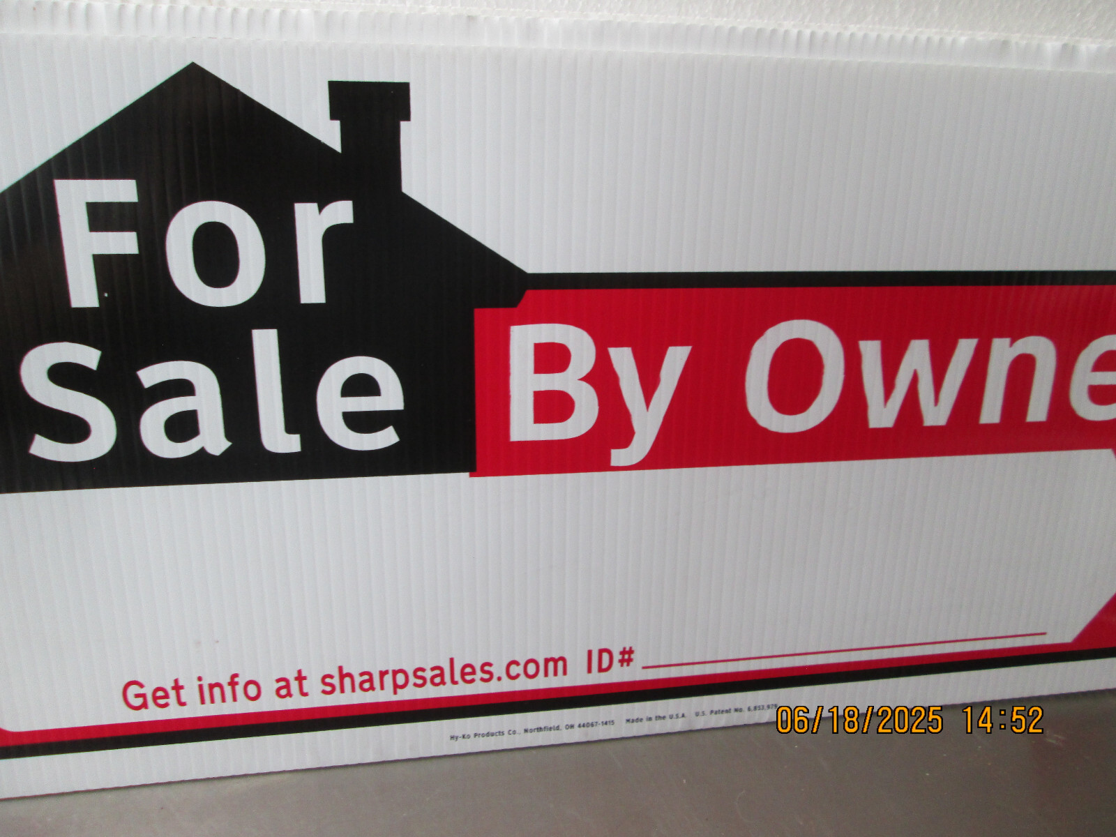 3 HY-KO Products For Sale By Owner Sign 10&Prime; x 20&Prime; SP-201