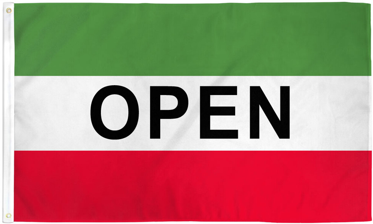 Open 3x5ft Flag Open for Business Flag Open Red White Green