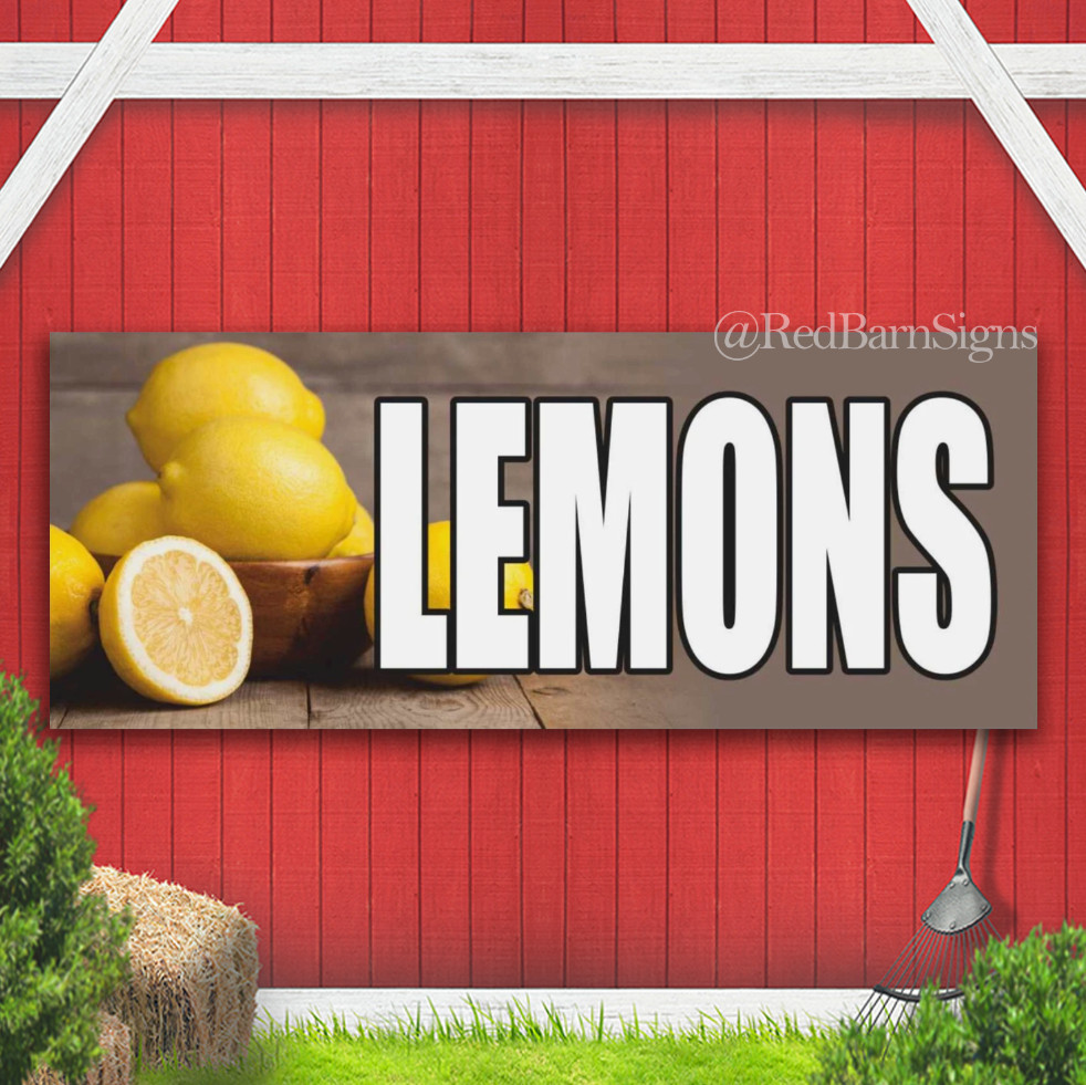 Lemons fruit vegetable farm fresh Indoor Outdoor Banner Sign with grommets