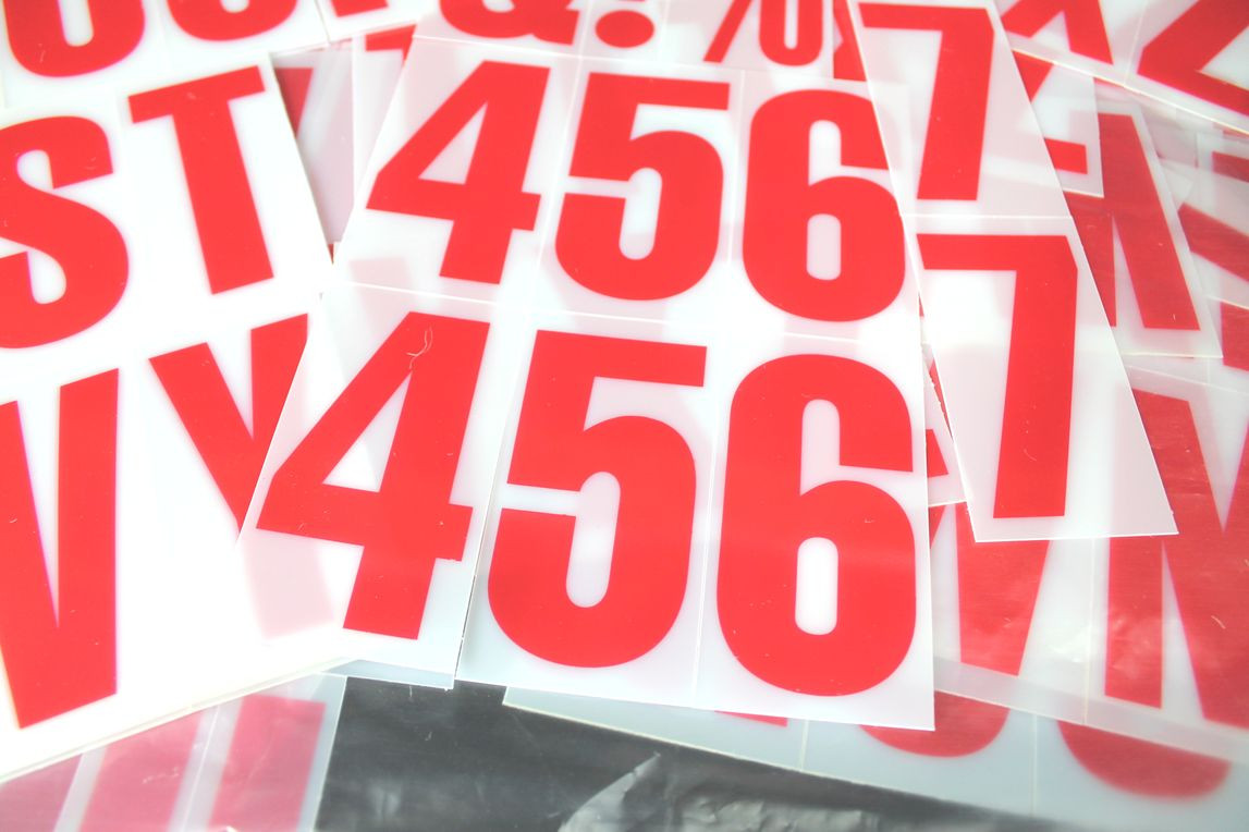 Letter Number Character Set Flexible Translucent Plastic 4-inch – Red 330 Pieces