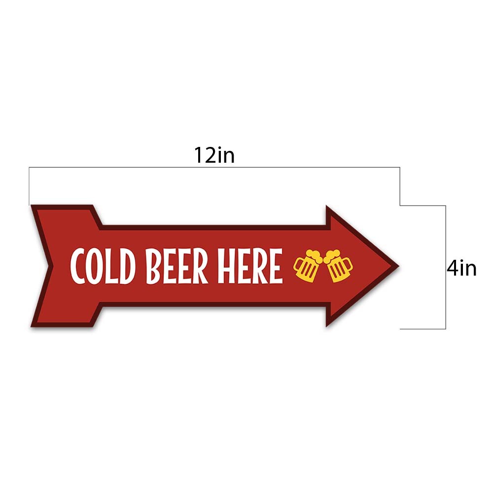 Arrow Shape Plus Cold Beer Here 12×4&Prime; Wall or Door Sign | Christmas