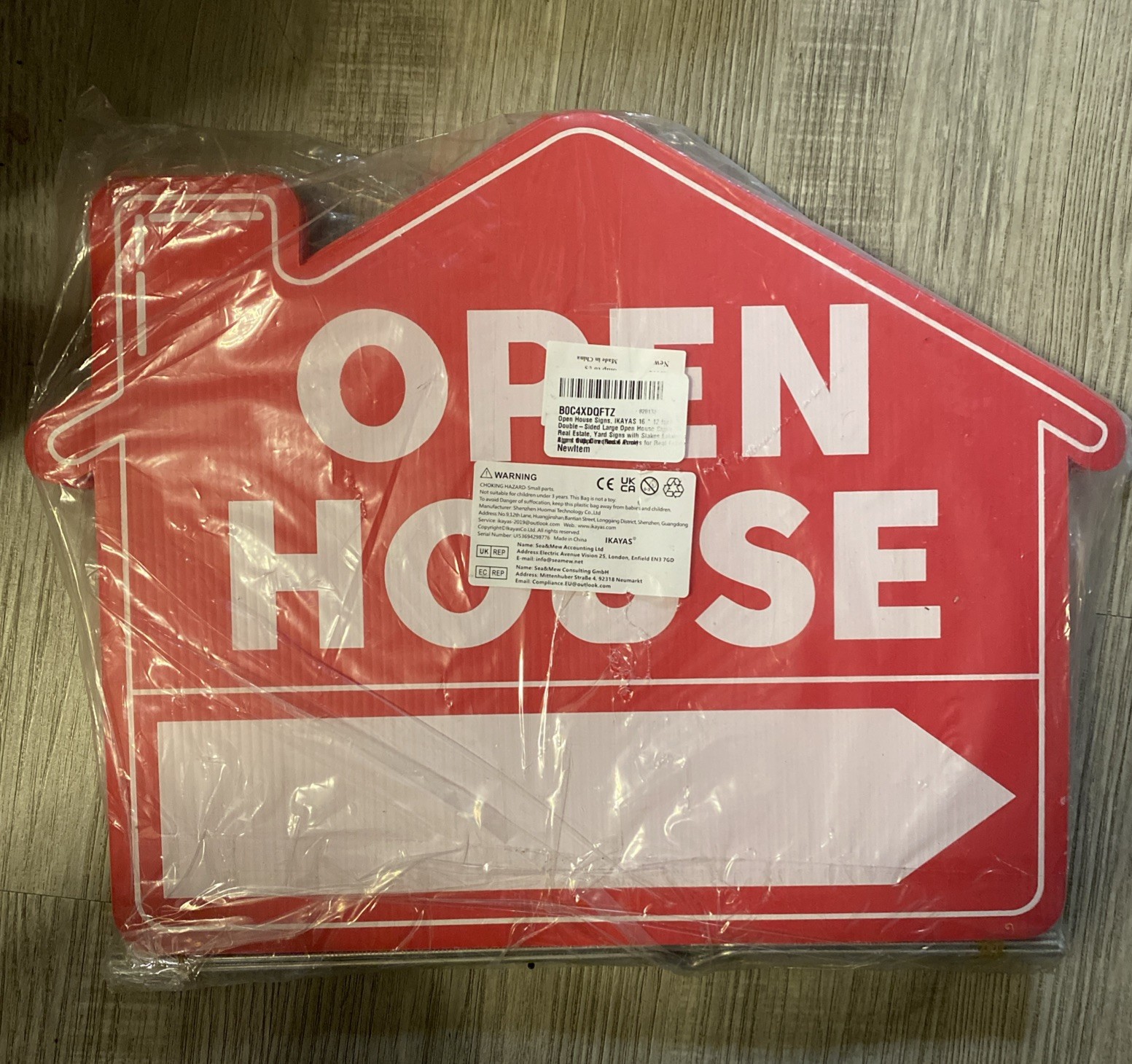 6pc For Sale Real Estate Yard Signs w/ Stakes Double Sided 12×16 Arrow