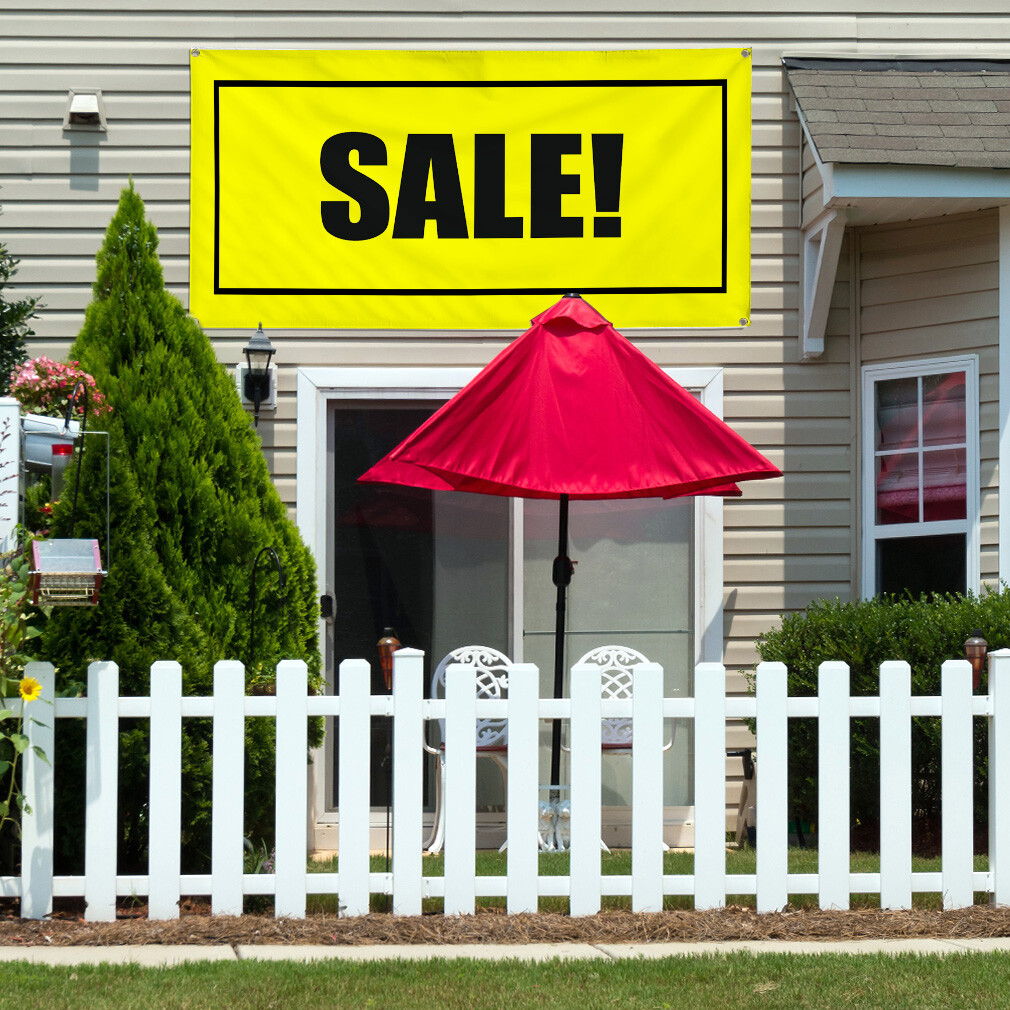 Vinyl Banner Multiple Sizes Sale! Black Yellow Promotion Business Sales