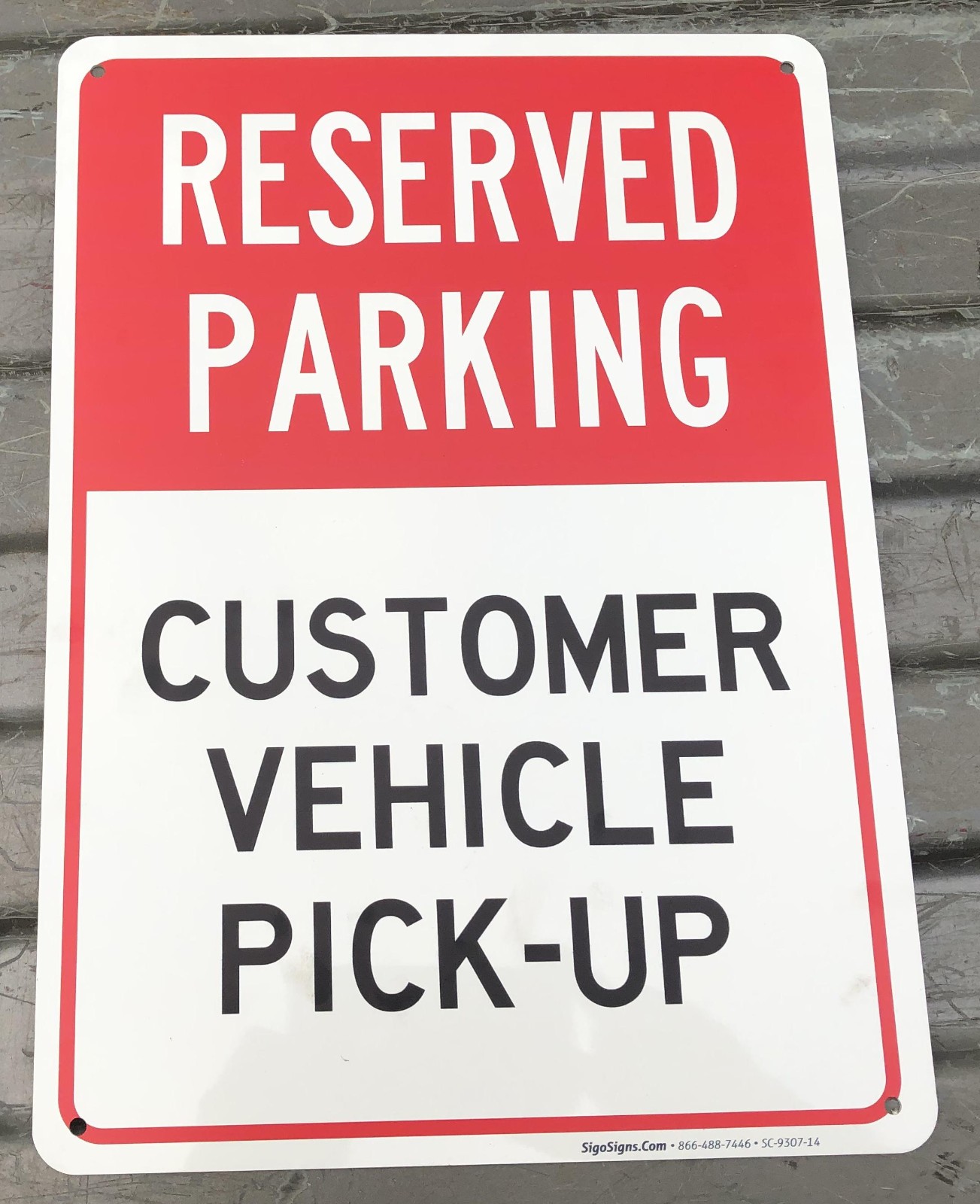 RESERVED PARKING Customer Vehicle Pick-Up ALUMINUM METAL SIGN 10×14 x 0.040&Prime;