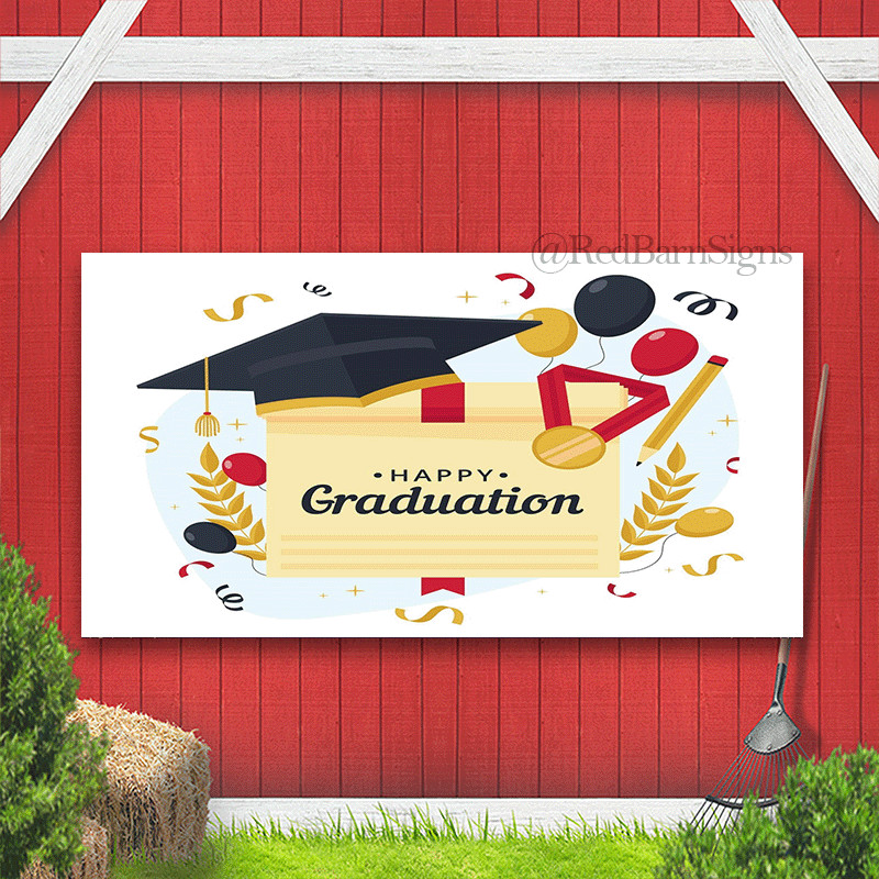 Happy Graduation white banner
