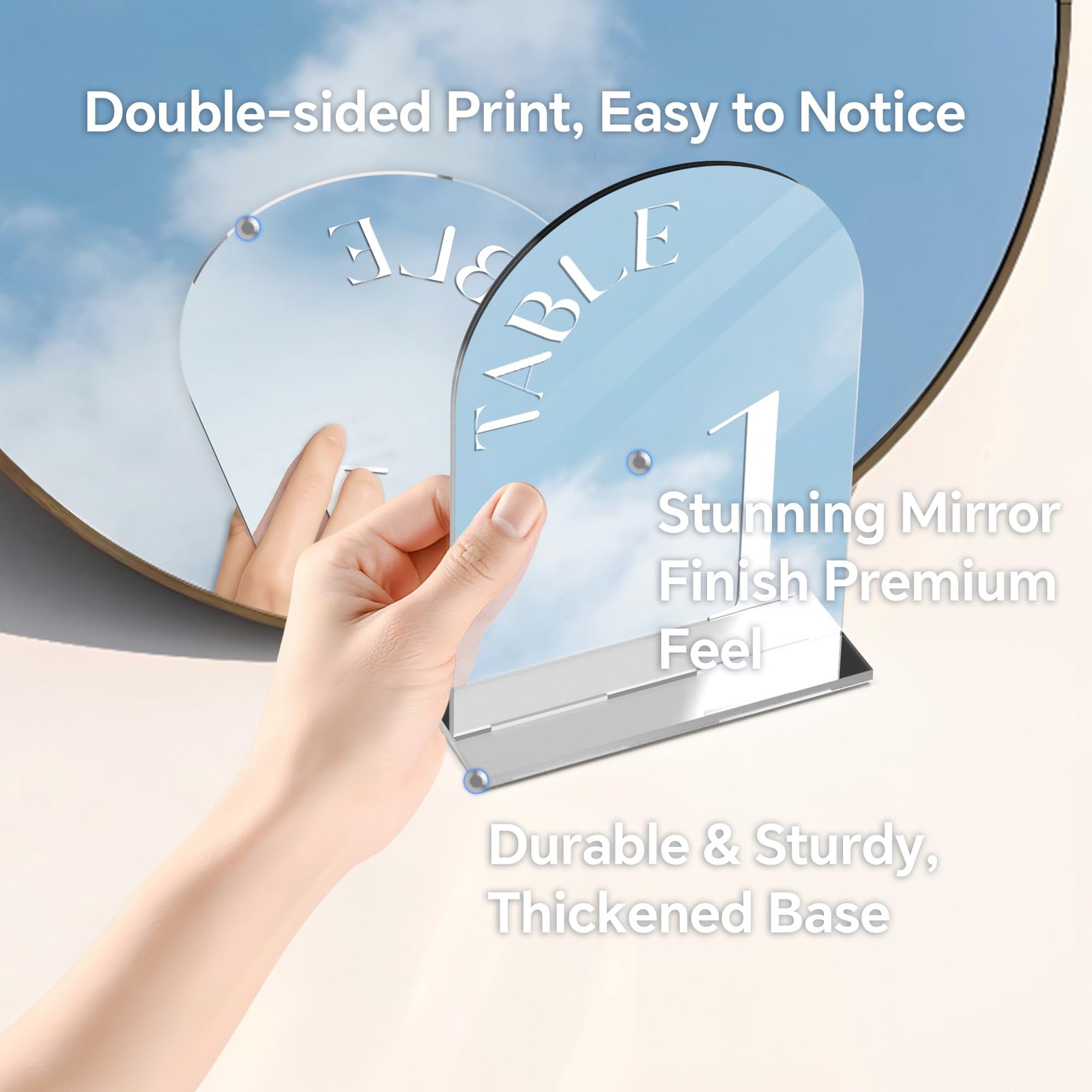 15 PCS 5×7 Inch Silver Mirror Arch Acrylic Wedding Table Numbers 115 Stand