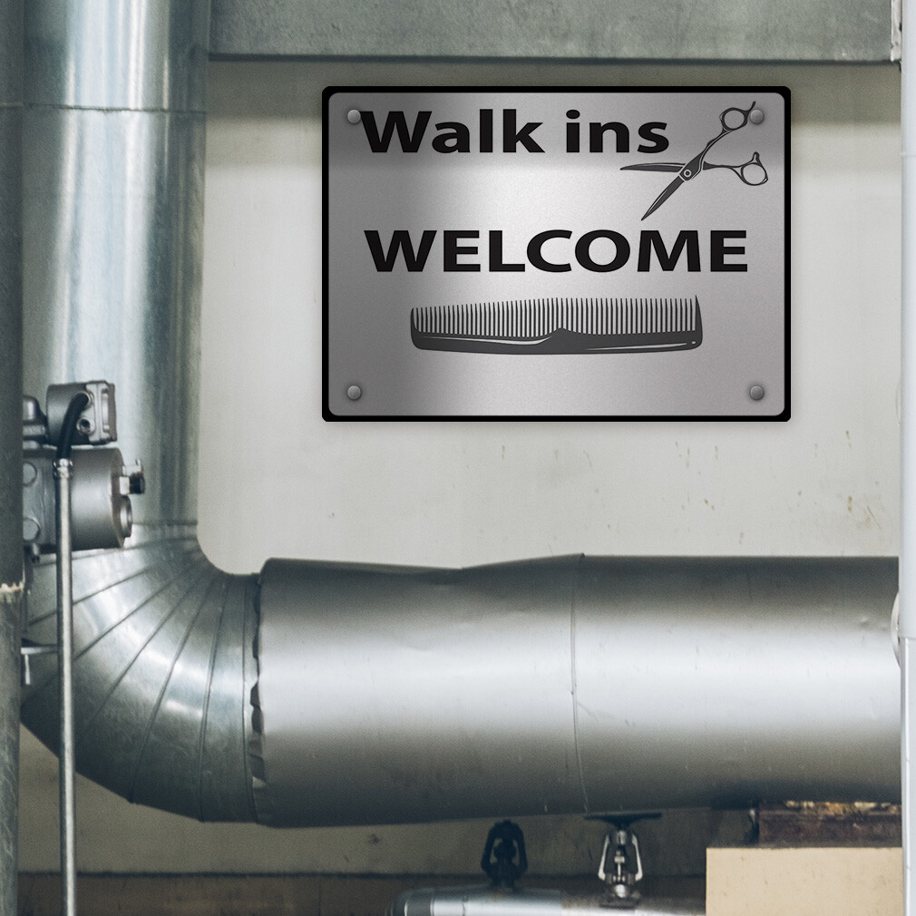 Aluminum Horizontal Metal Sign Walk Ins Welcome Weatherproof Street Signage