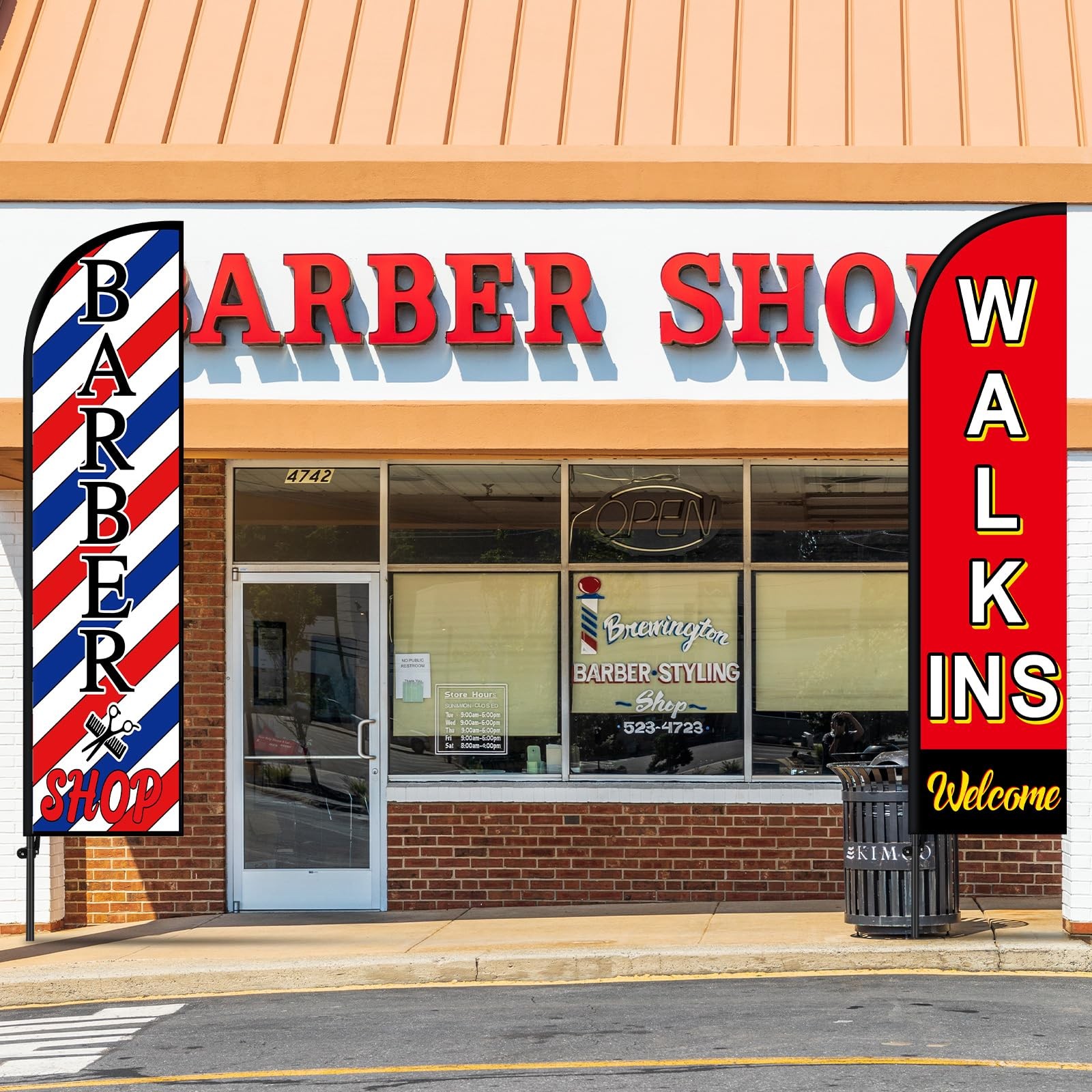 « Barbershop Swooper Flag Kit WalkIns Welcome Feather Banner for Outdoor Ads »