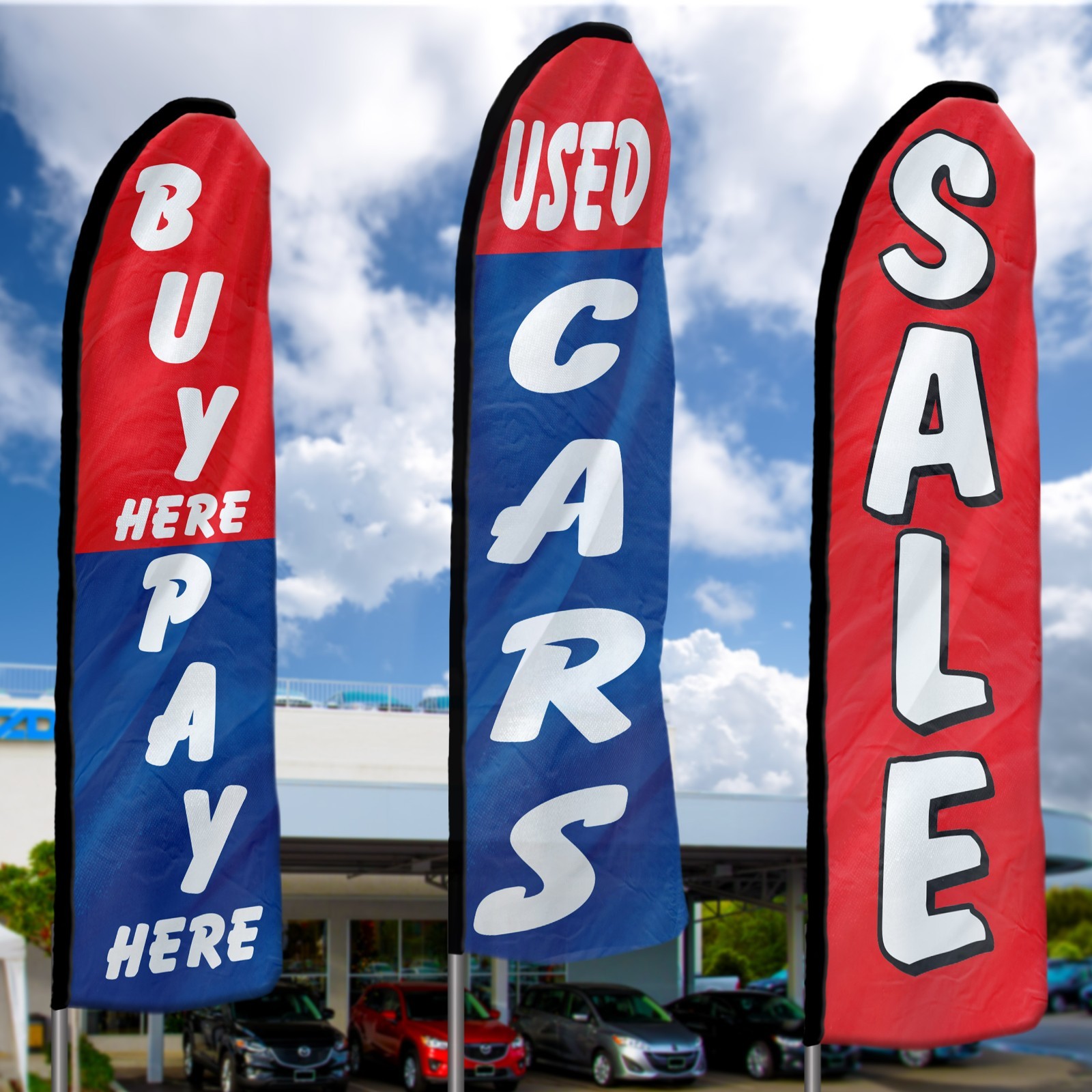 Automotive Dealership Swooper Flag Kits Tall Flags for Car Lots Advertising Sign