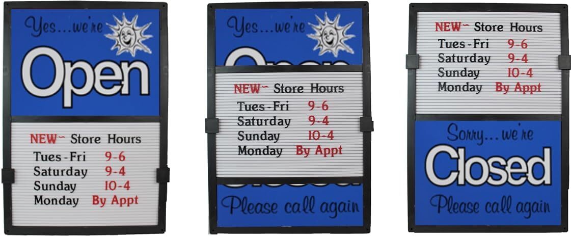Glassmate Vertical Open/Closed Sun Message Slider Board Sign | 14&Prime;W x 20&Prime;H