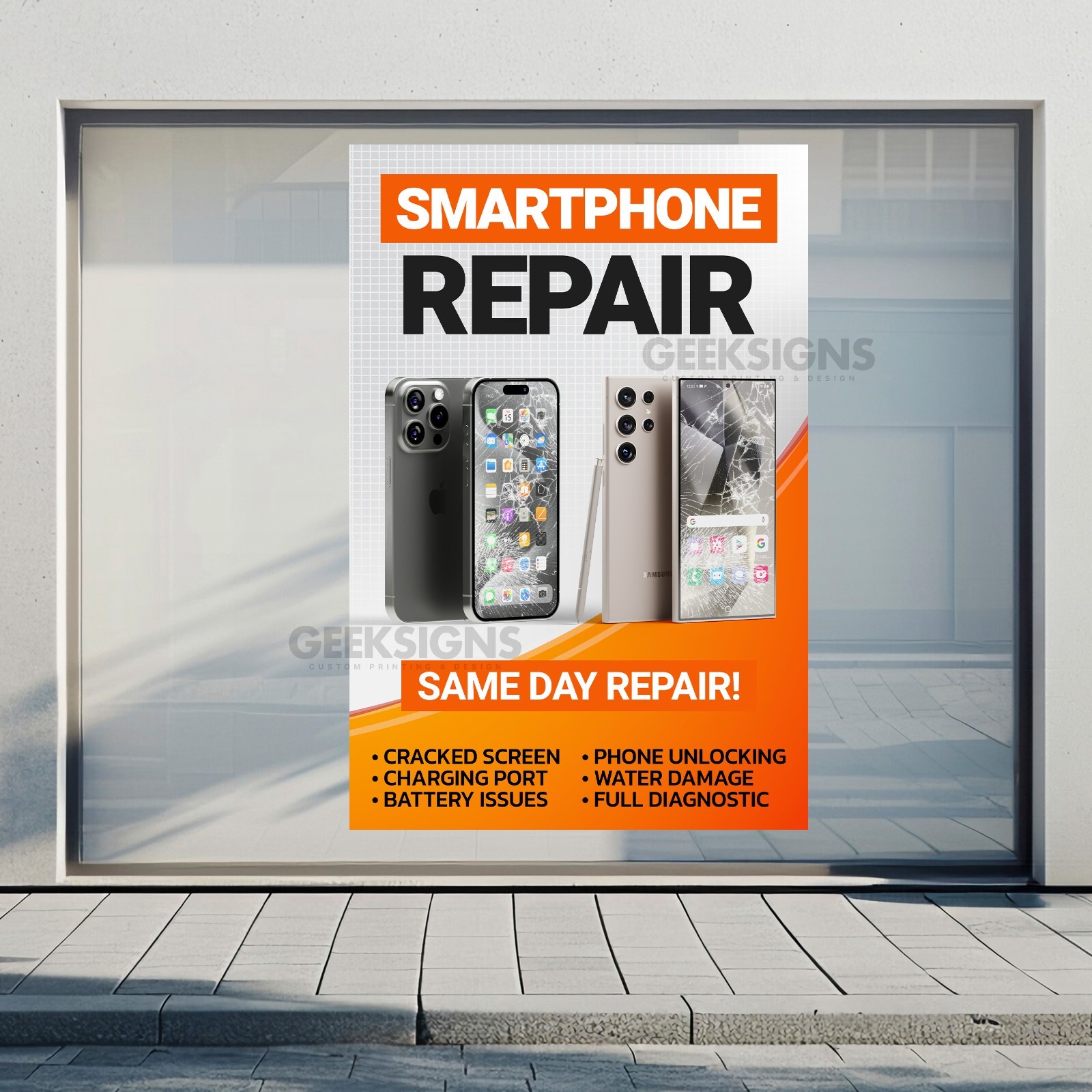 Smartphone Repair Service Poster – Quick Fix Apple & Samsung – Store Banner Sign