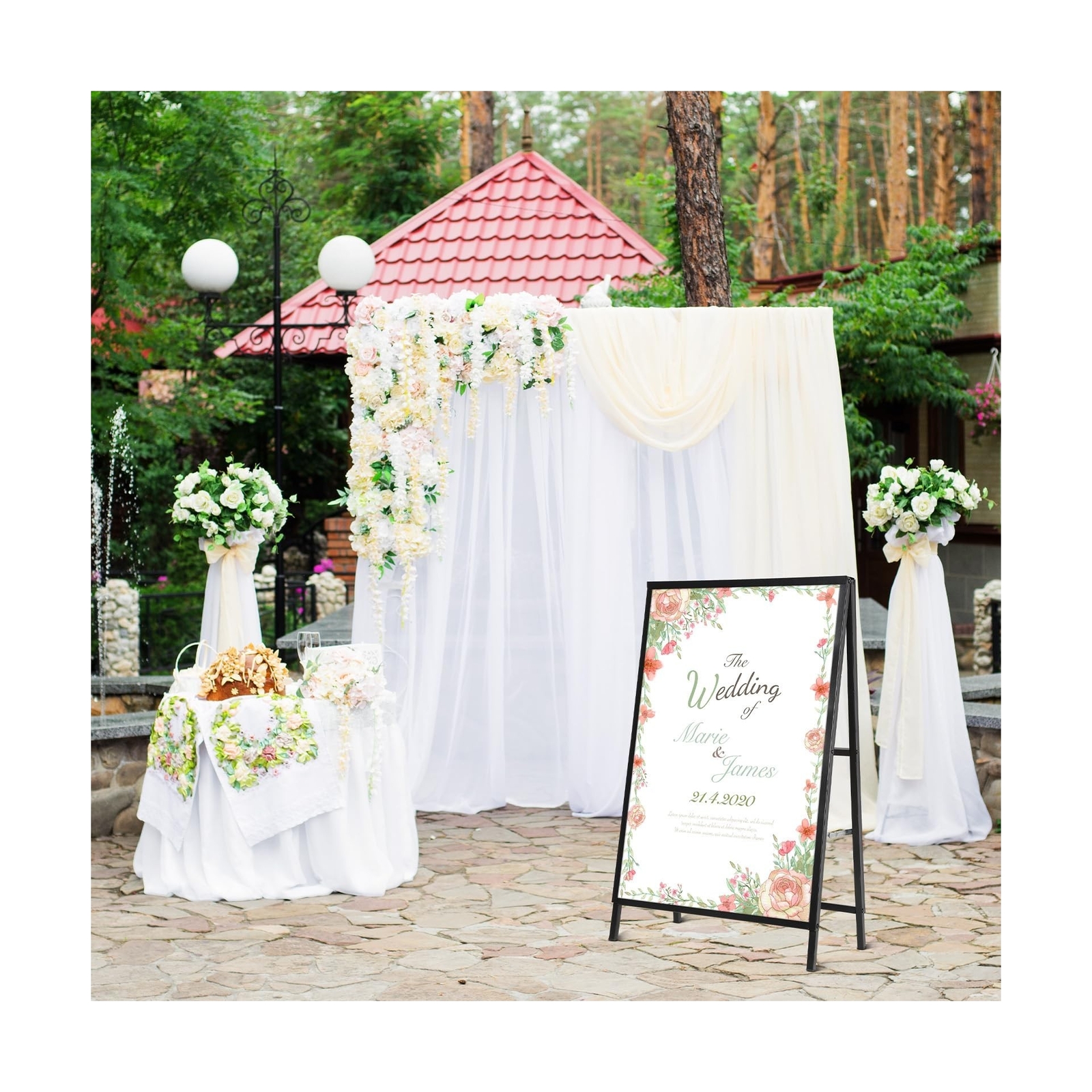 Kigley 6 Pcs A Frame Sign 24 x 36 Inch Folding Sidewalk Sign Sandwich Board S…