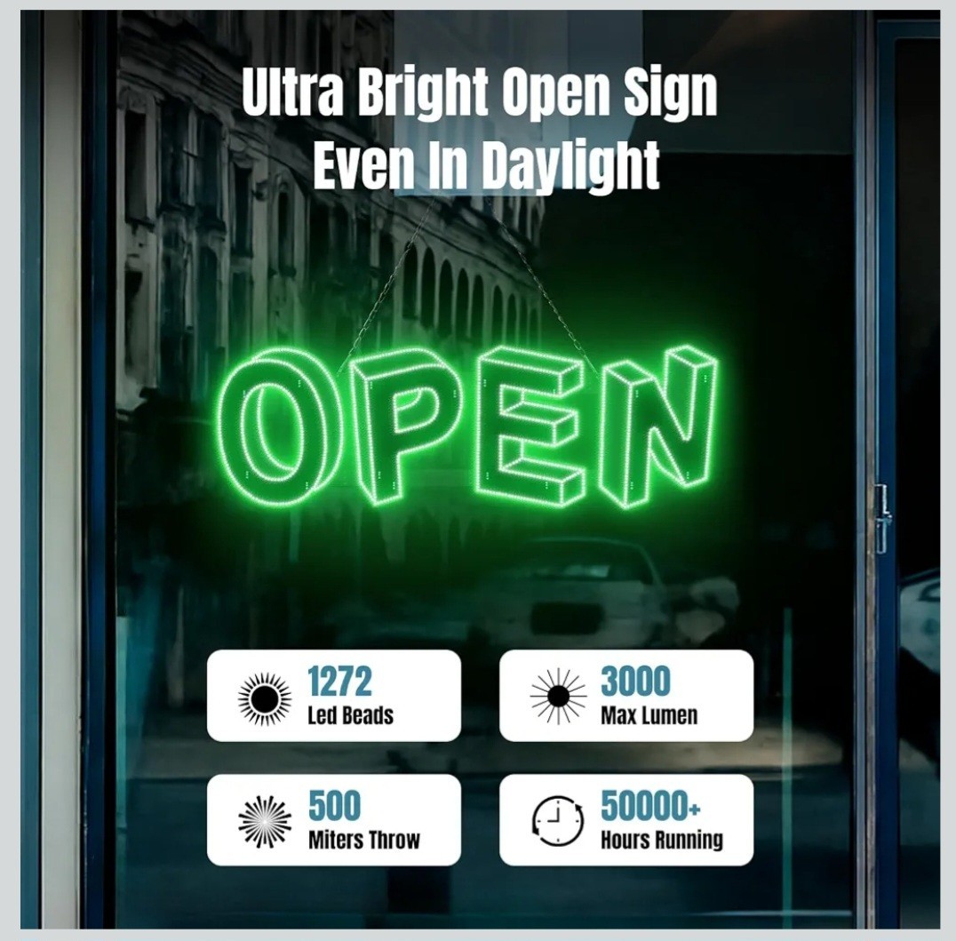 Open Sign with App & Remote Control Timer Adjustable Door Sign for business 3D