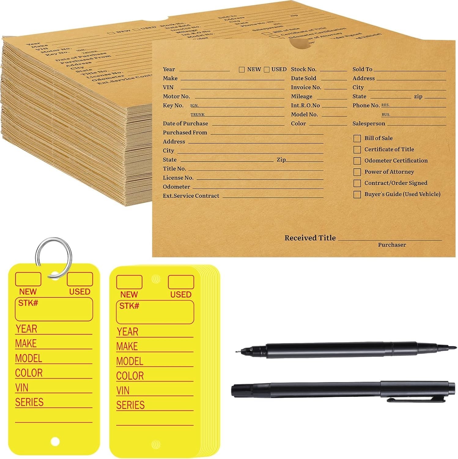 100 Pcs Vehicle Dealer Jackets 9 x 12 inches Printed Vehicle Deal Envelopes 1…