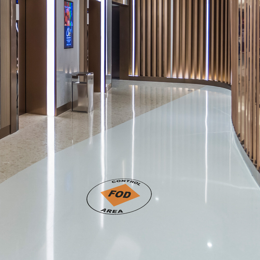 Floor Decals Control Fod Area Orange Black Anti-Slip Round Shape Signs Stickers