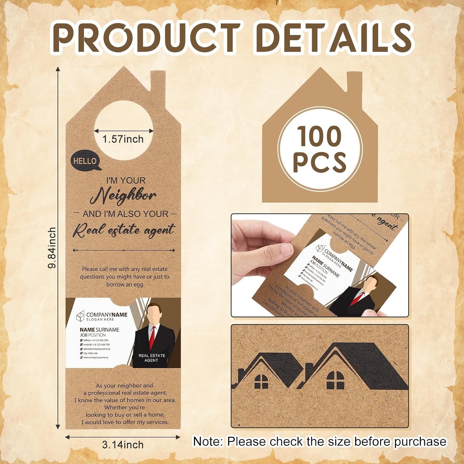 Durable 100 Pcs Open House Door Hangers – Perfect for Real Estate Promotions