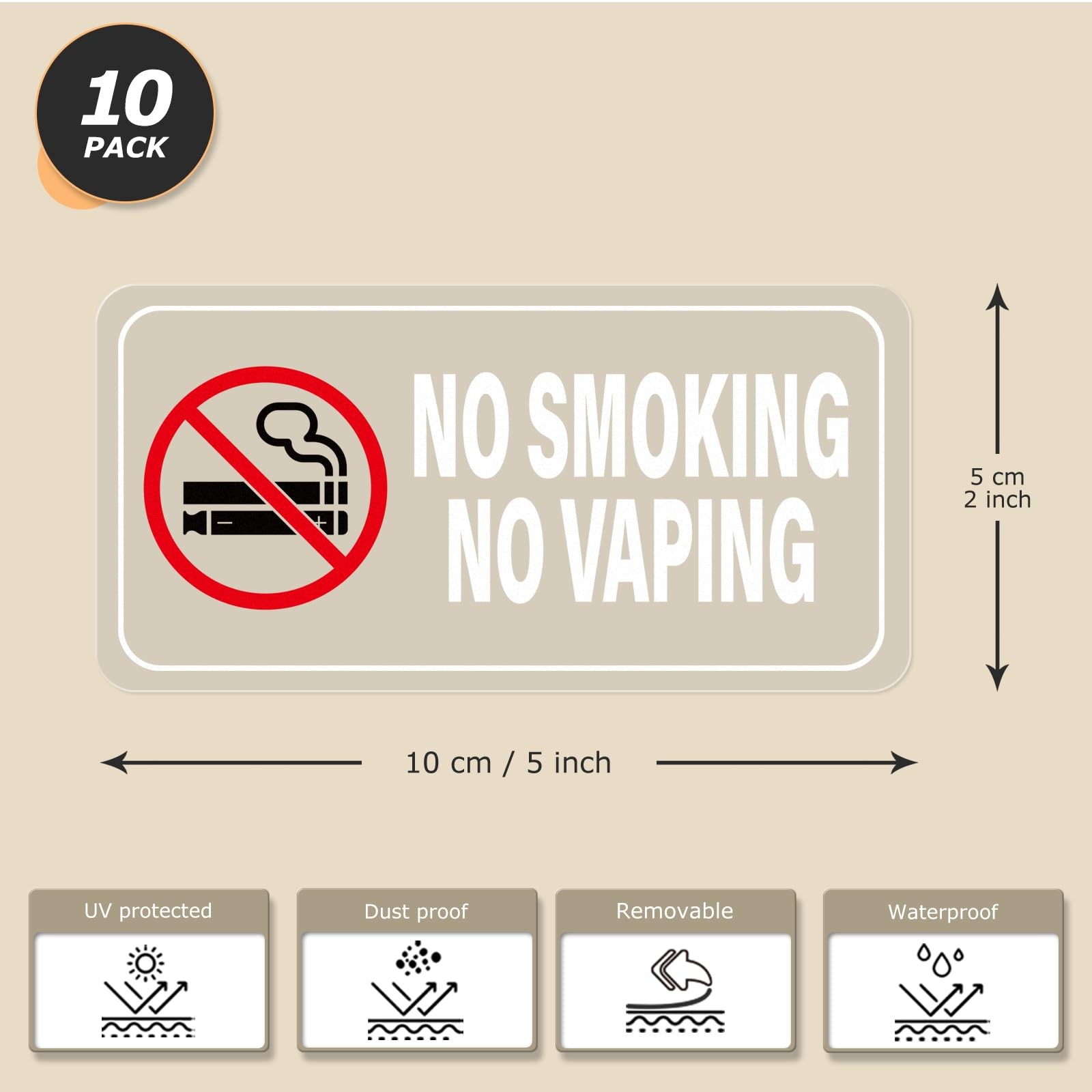 10 Pack 2×4 Inch No Smoking Sticker Self Adhesive Decals for Vehicles Cars