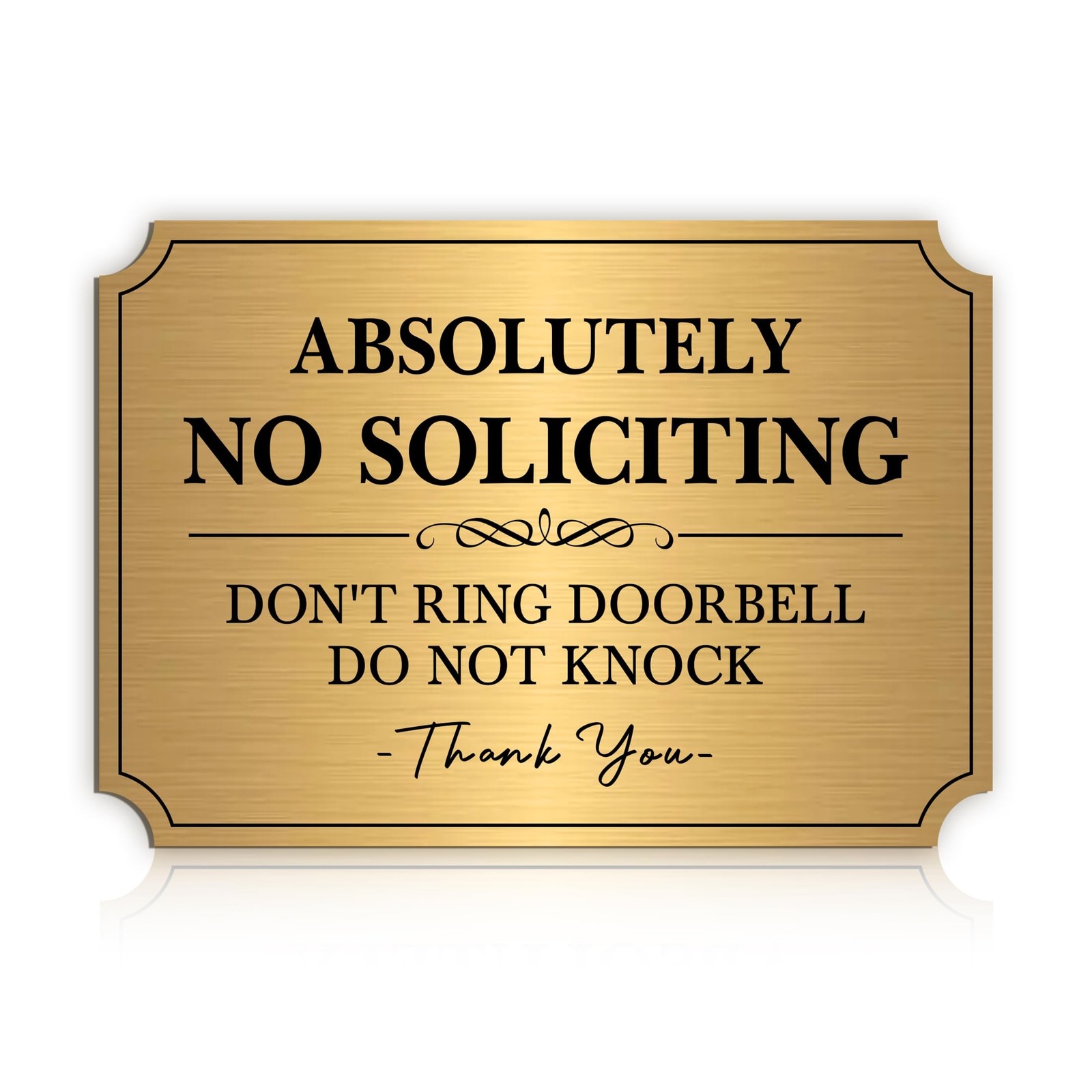 No Soliciting Sign for Front Door，Self-Adhesive Elegant Brushed Gold Do N