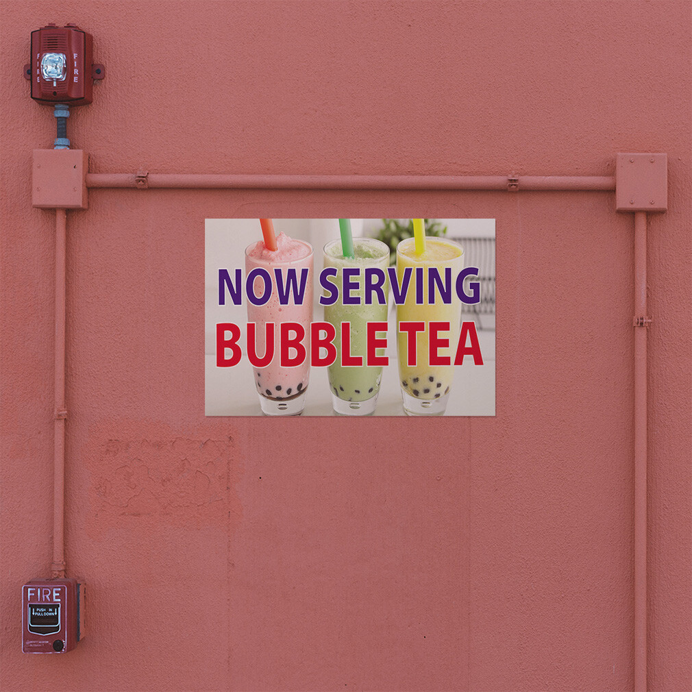Decal Stickers Now Serving Bubble Tea Advertising Printing Store Sign Label