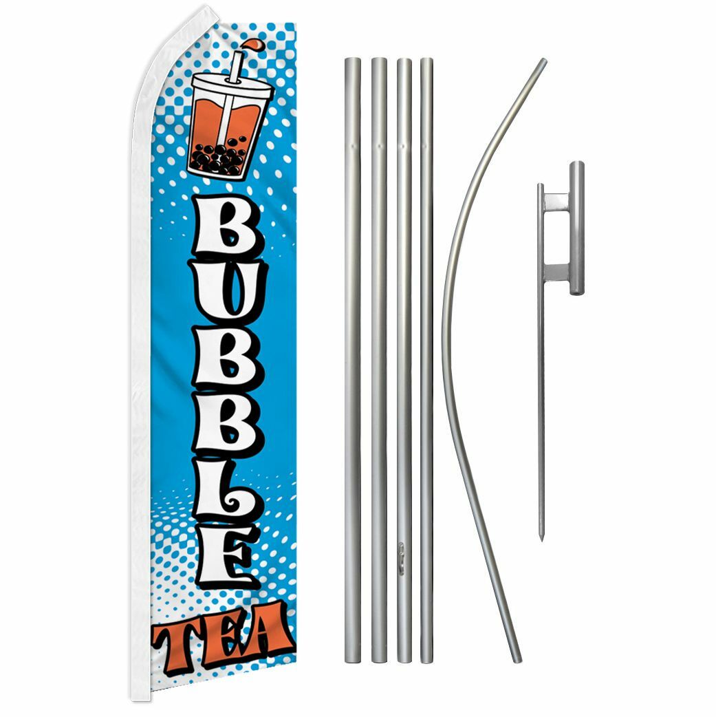 « BUBBLE TEA » Advertising Super Flag & Pole Kit milk boba