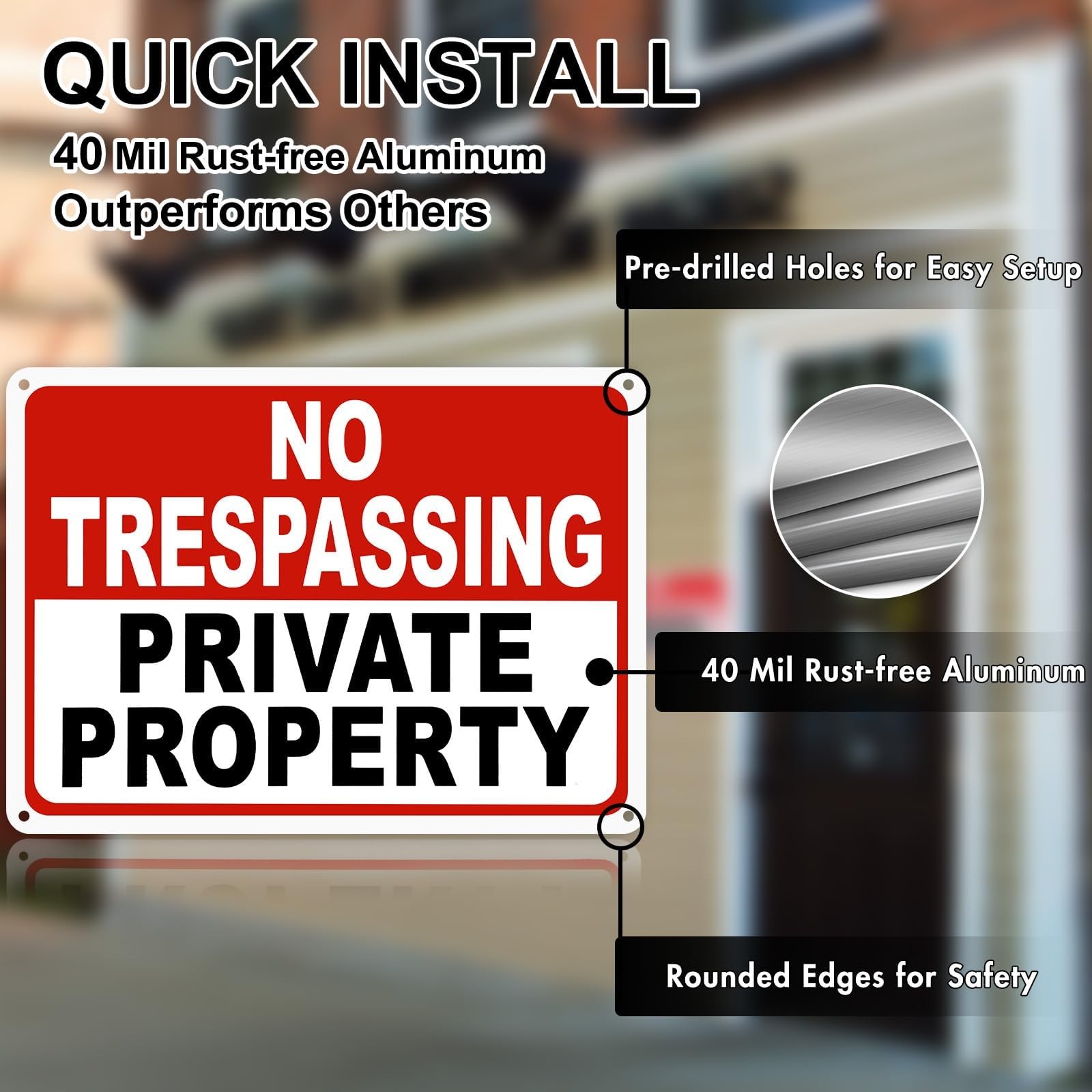 4 Pack Large No Trespassing Signs Private Property – 14×10 Inch 40 Mil Heavy …